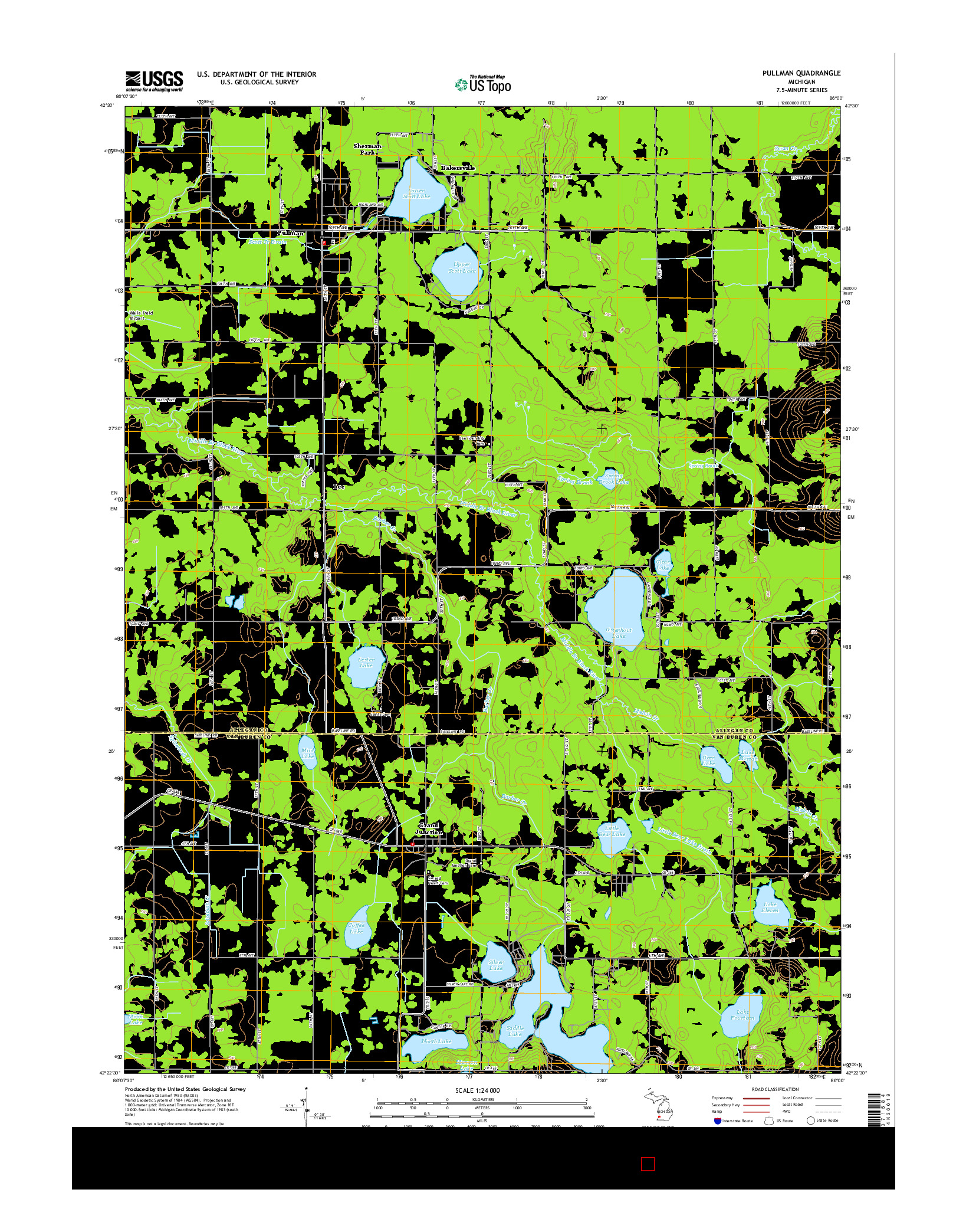 USGS US TOPO 7.5-MINUTE MAP FOR PULLMAN, MI 2014