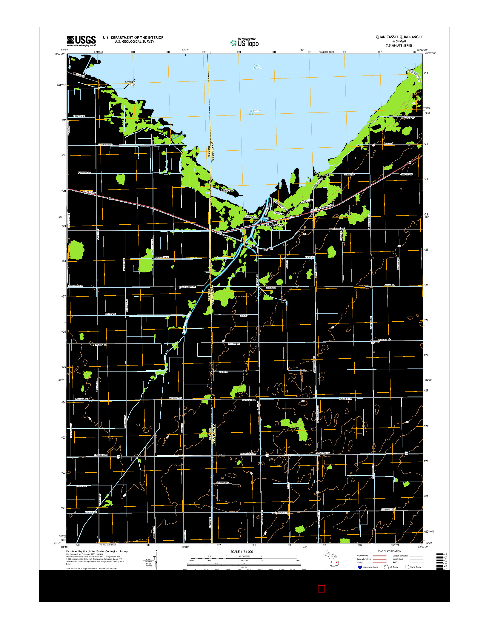 USGS US TOPO 7.5-MINUTE MAP FOR QUANICASSEE, MI 2014