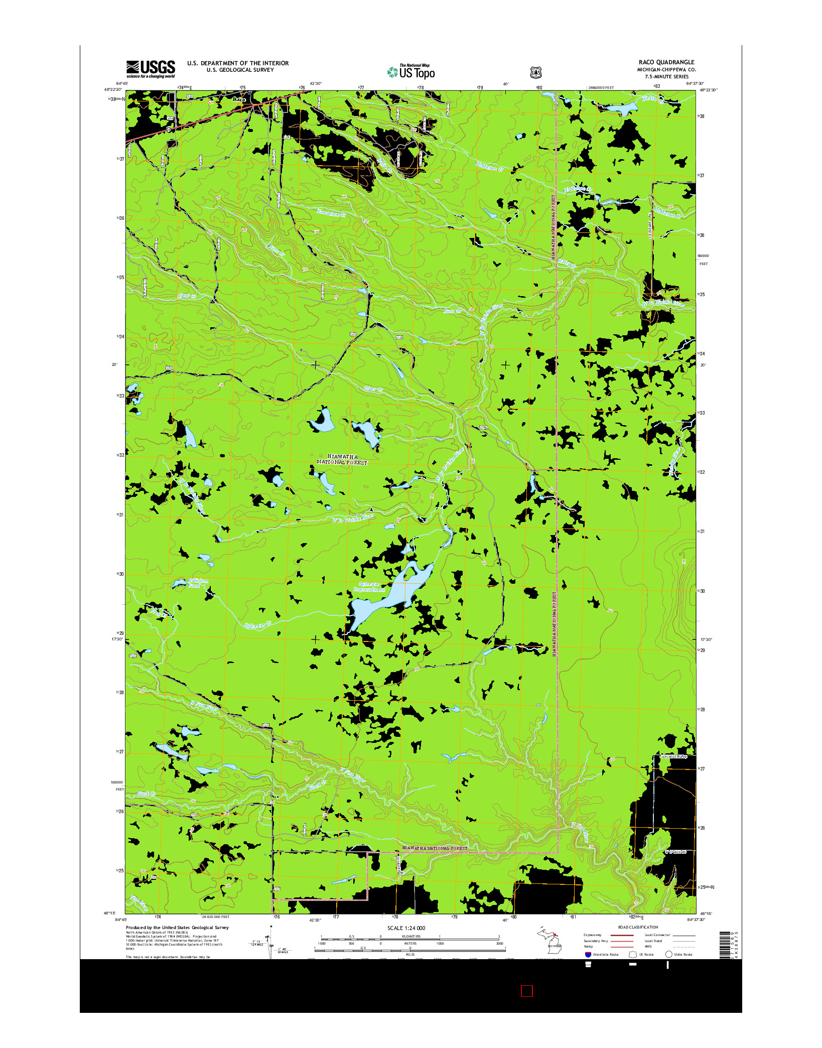 USGS US TOPO 7.5-MINUTE MAP FOR RACO, MI 2014