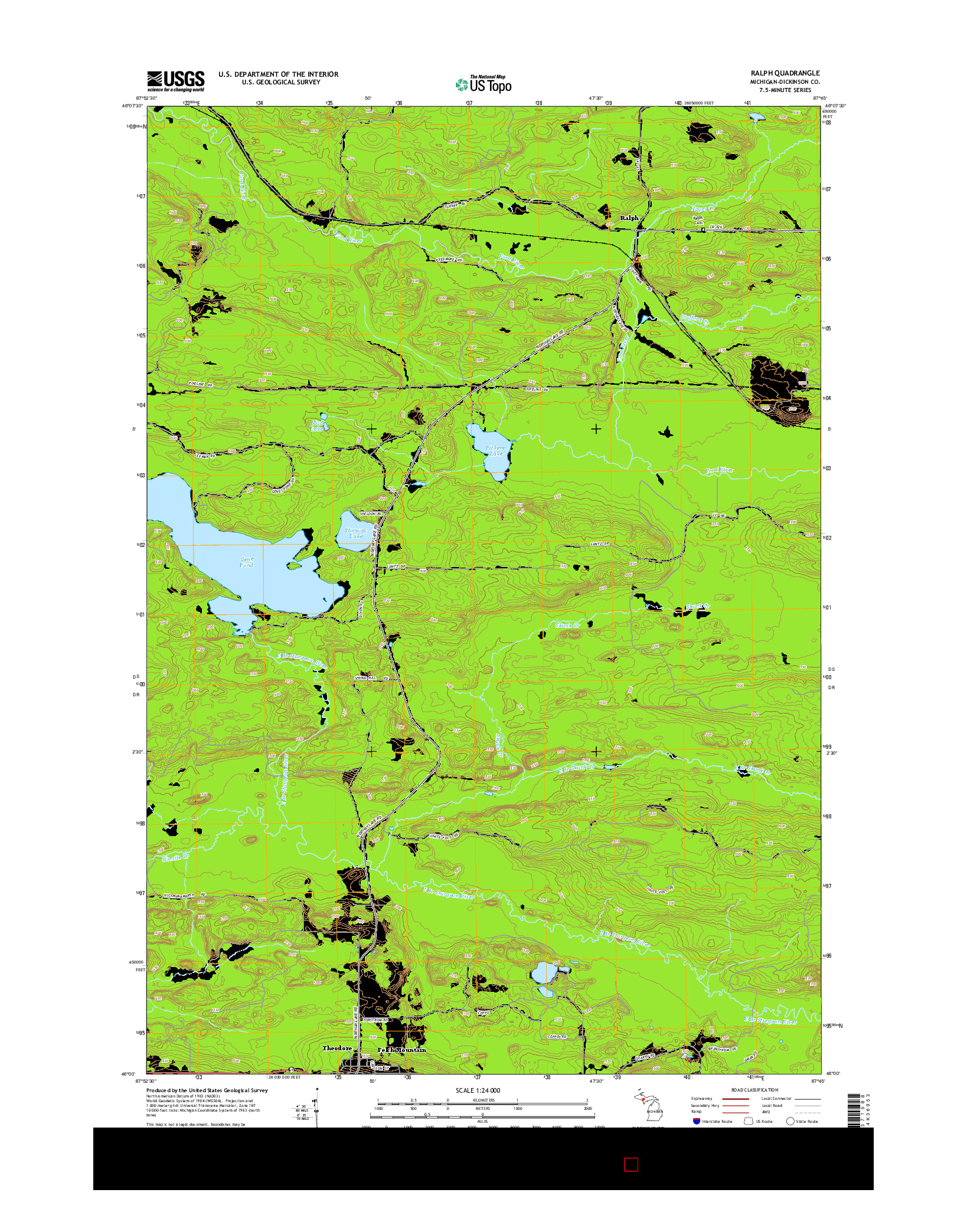 USGS US TOPO 7.5-MINUTE MAP FOR RALPH, MI 2014