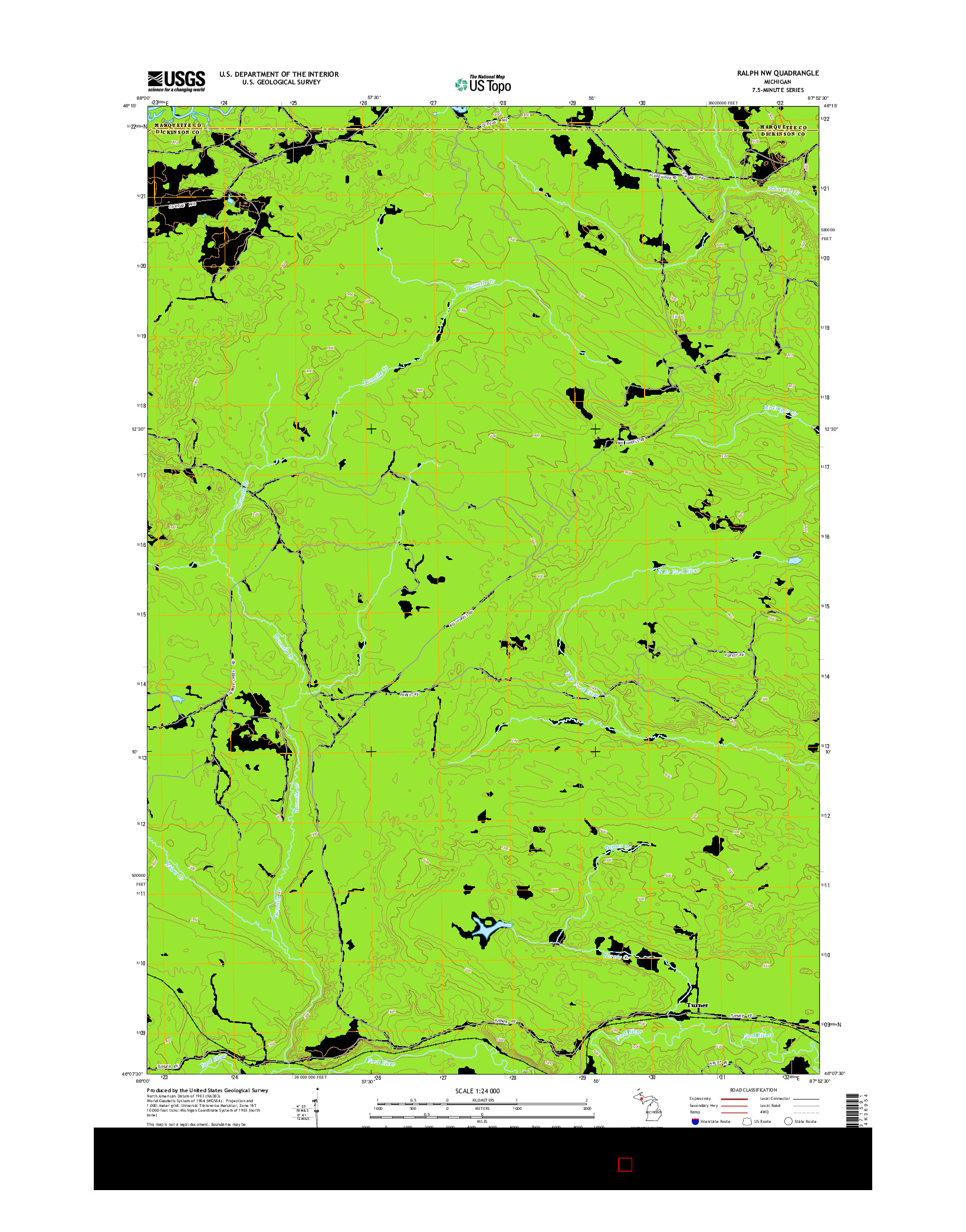 USGS US TOPO 7.5-MINUTE MAP FOR RALPH NW, MI 2014