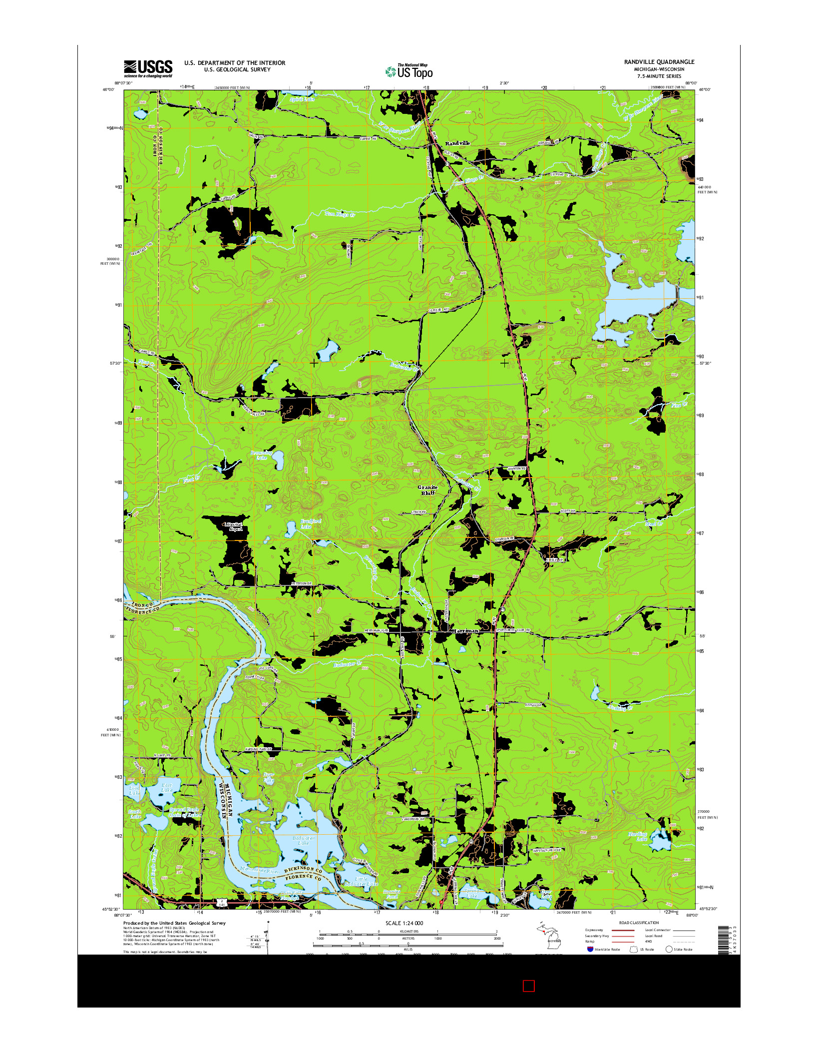 USGS US TOPO 7.5-MINUTE MAP FOR RANDVILLE, MI-WI 2014