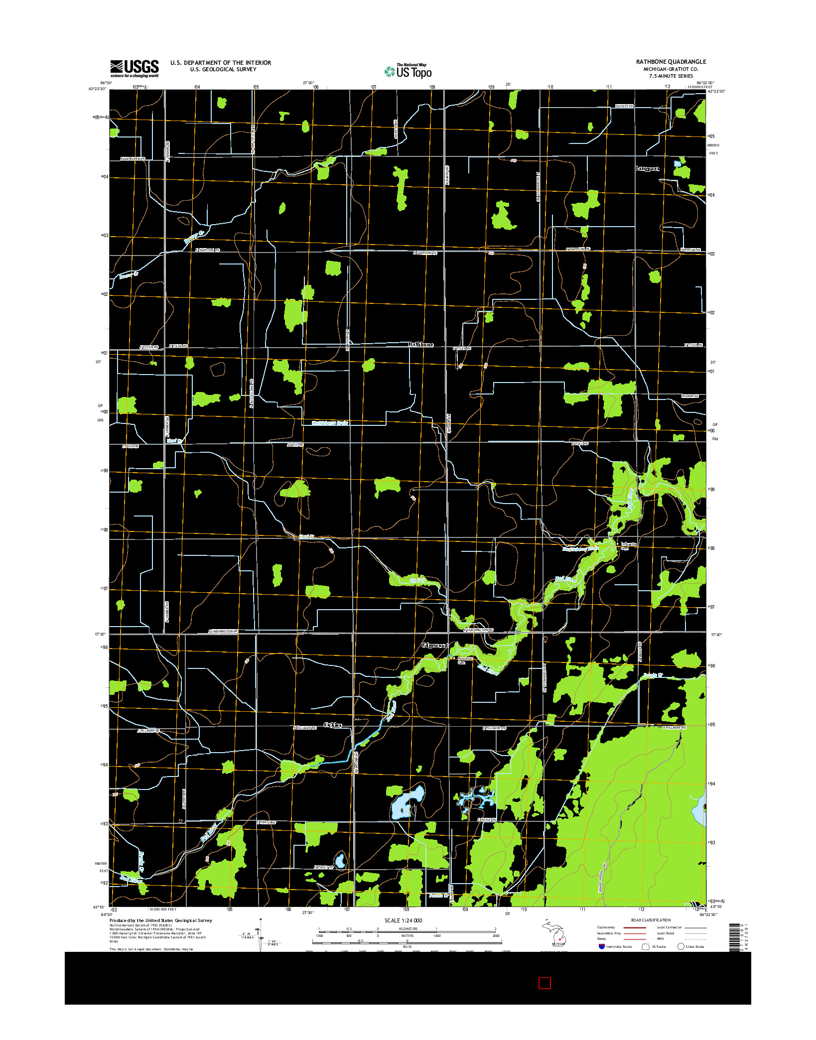 USGS US TOPO 7.5-MINUTE MAP FOR RATHBONE, MI 2014