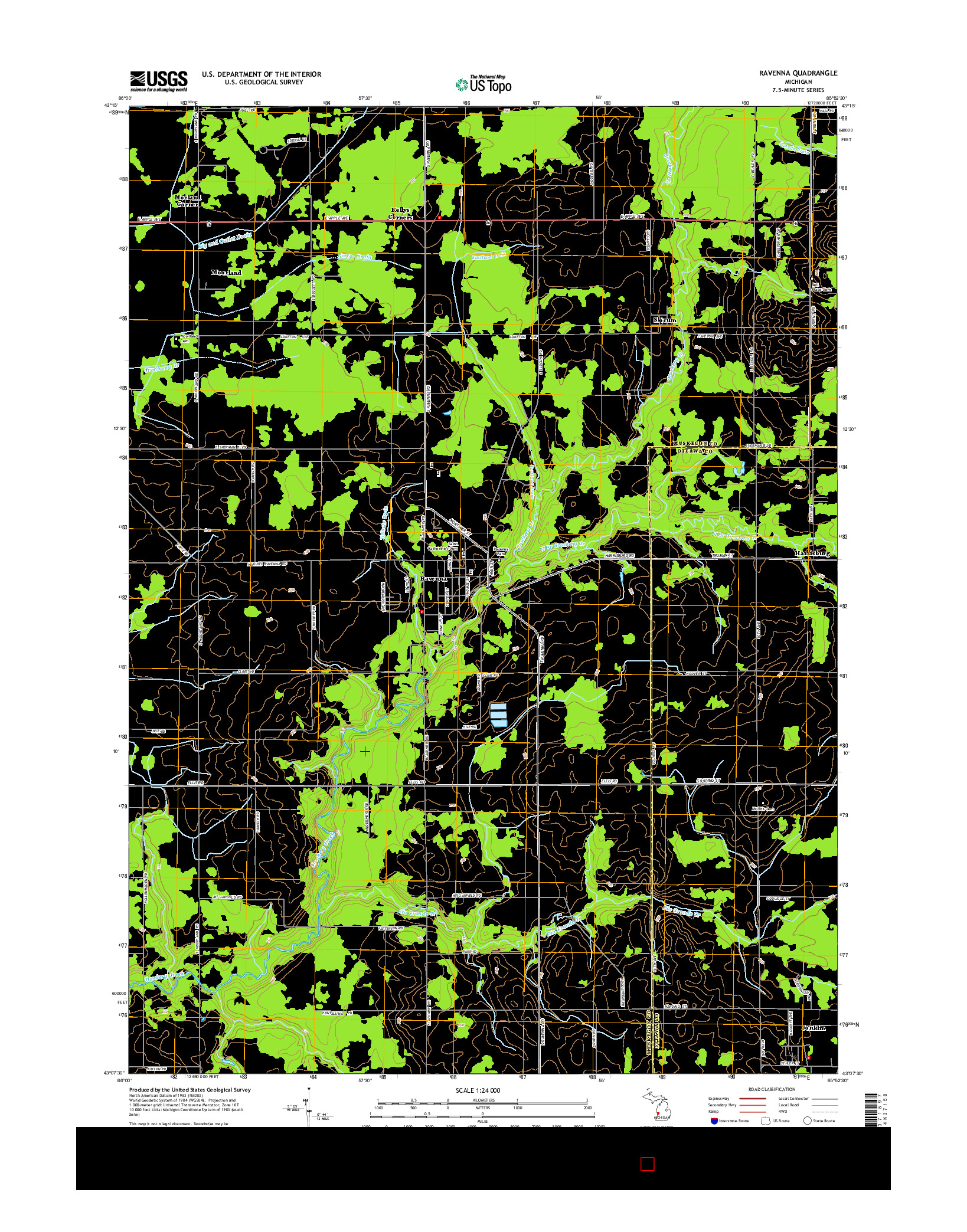 USGS US TOPO 7.5-MINUTE MAP FOR RAVENNA, MI 2014
