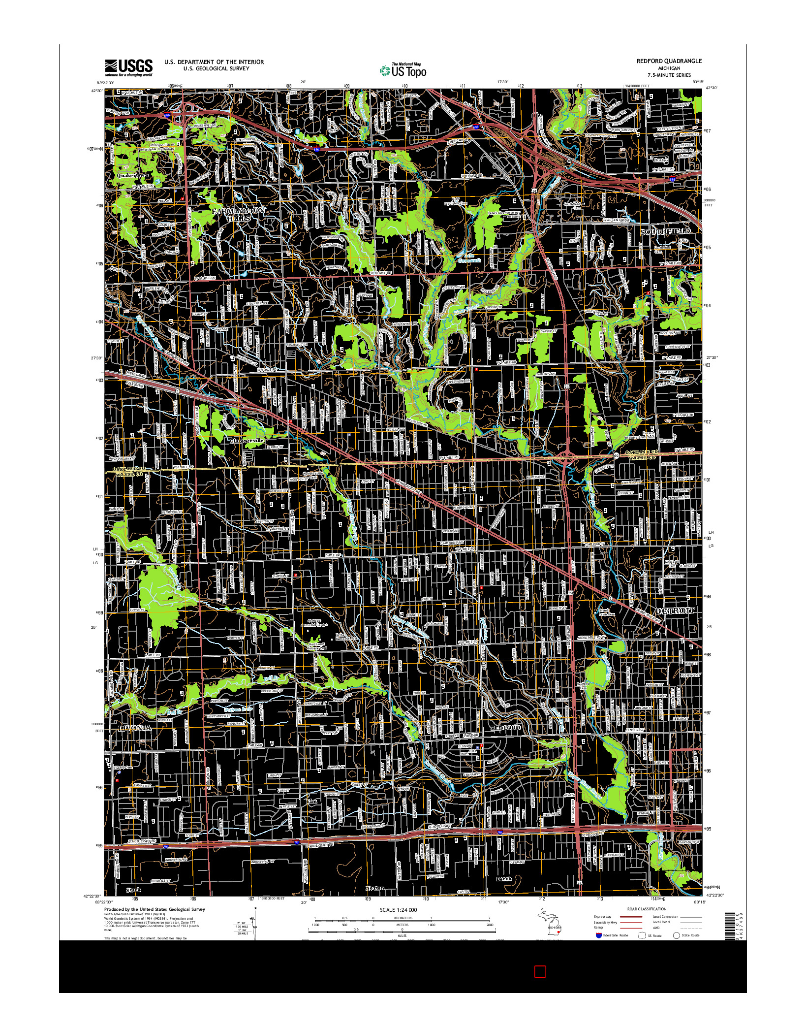 USGS US TOPO 7.5-MINUTE MAP FOR REDFORD, MI 2014