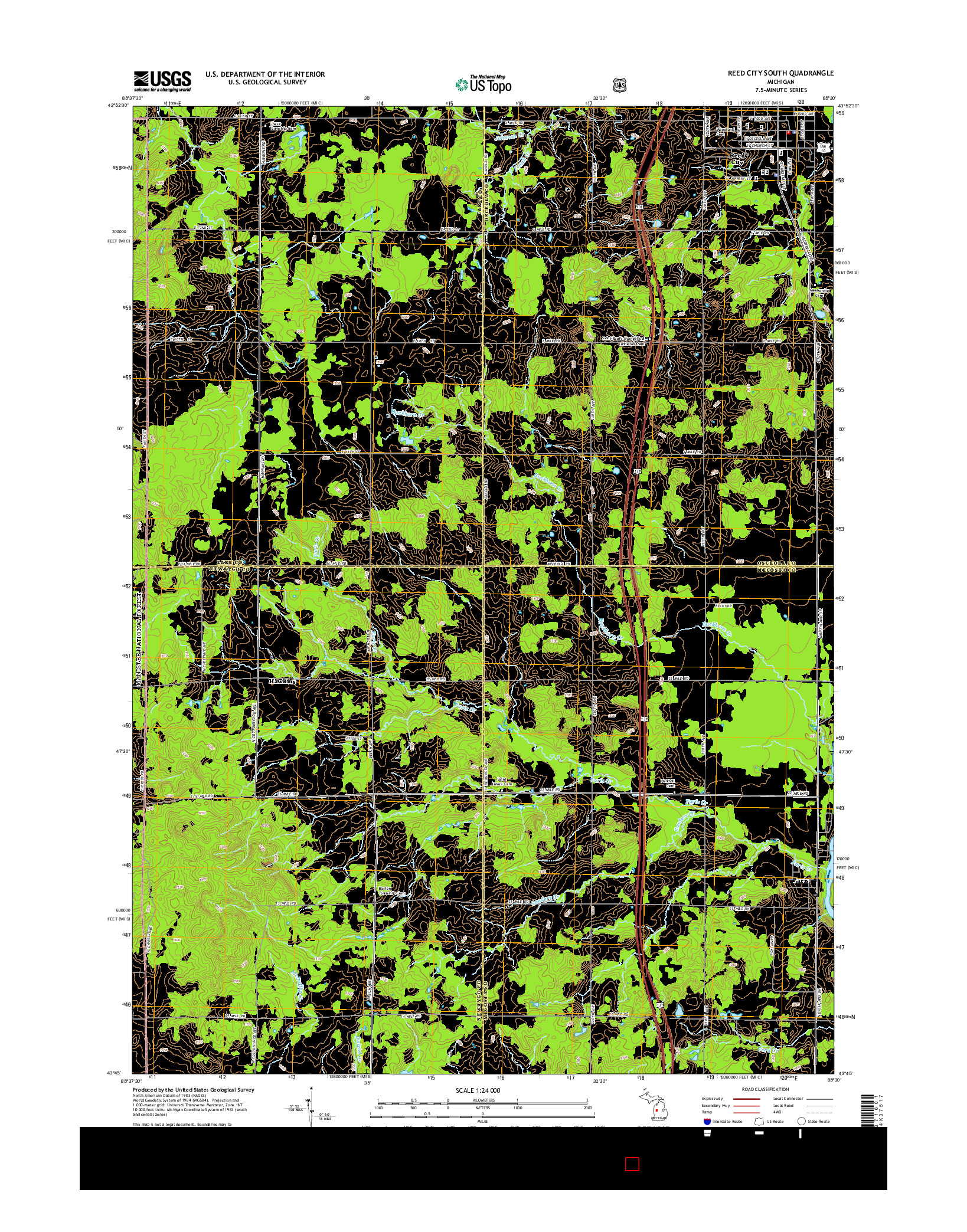 USGS US TOPO 7.5-MINUTE MAP FOR REED CITY SOUTH, MI 2014