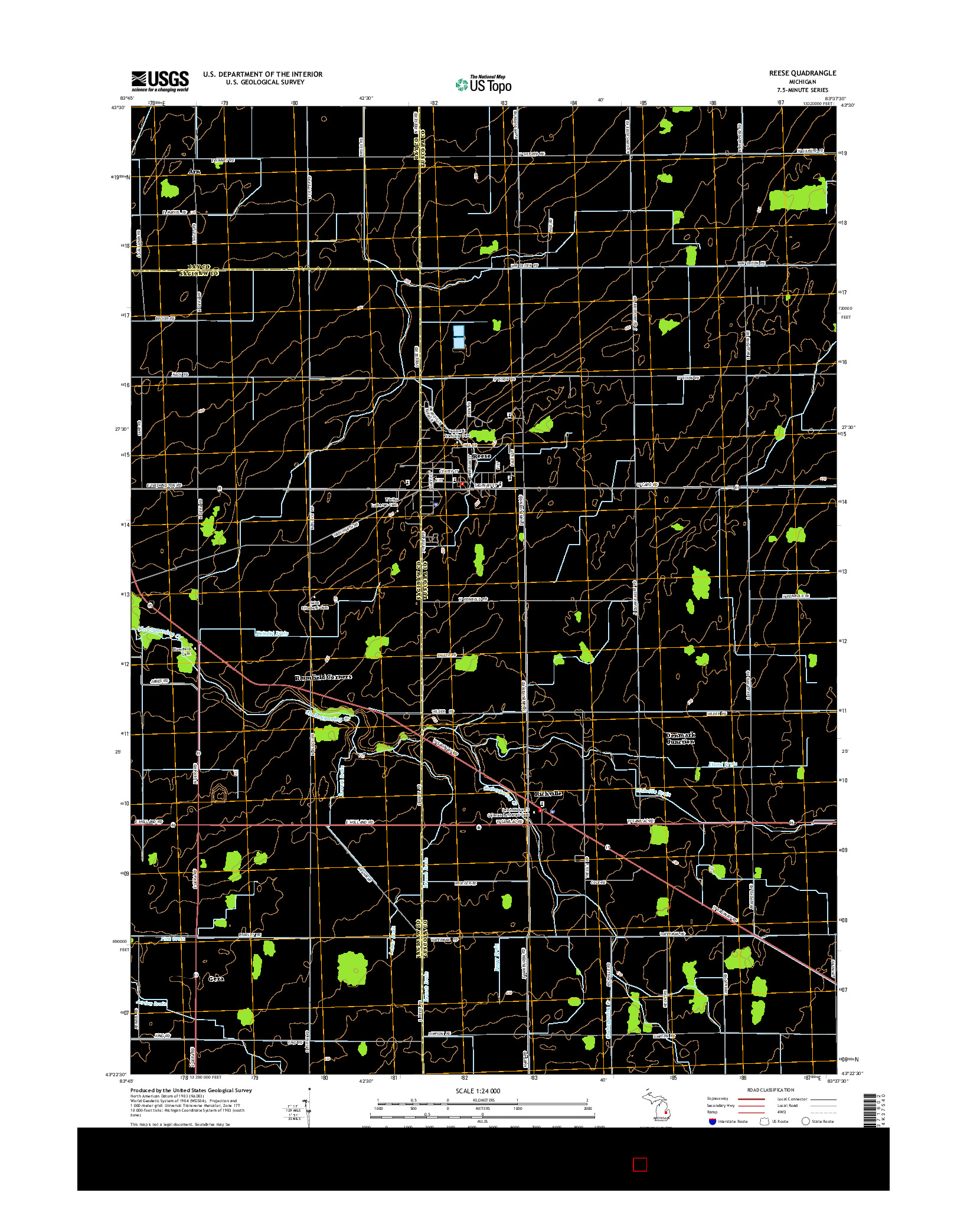USGS US TOPO 7.5-MINUTE MAP FOR REESE, MI 2014