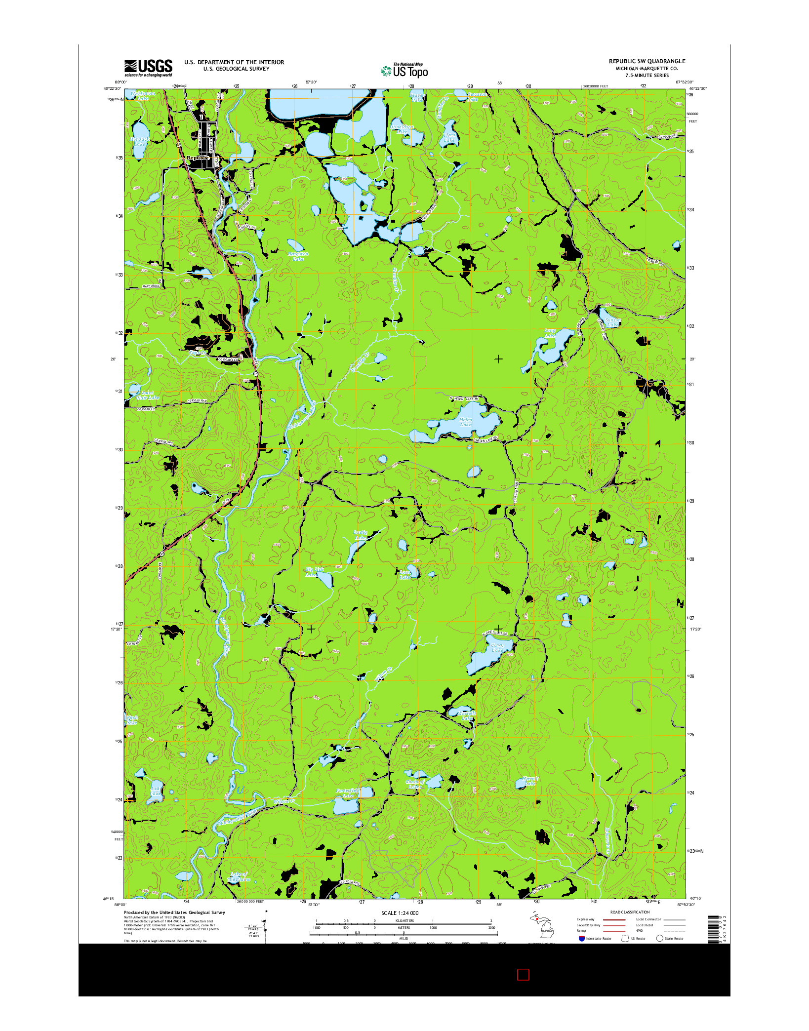 USGS US TOPO 7.5-MINUTE MAP FOR REPUBLIC SW, MI 2014
