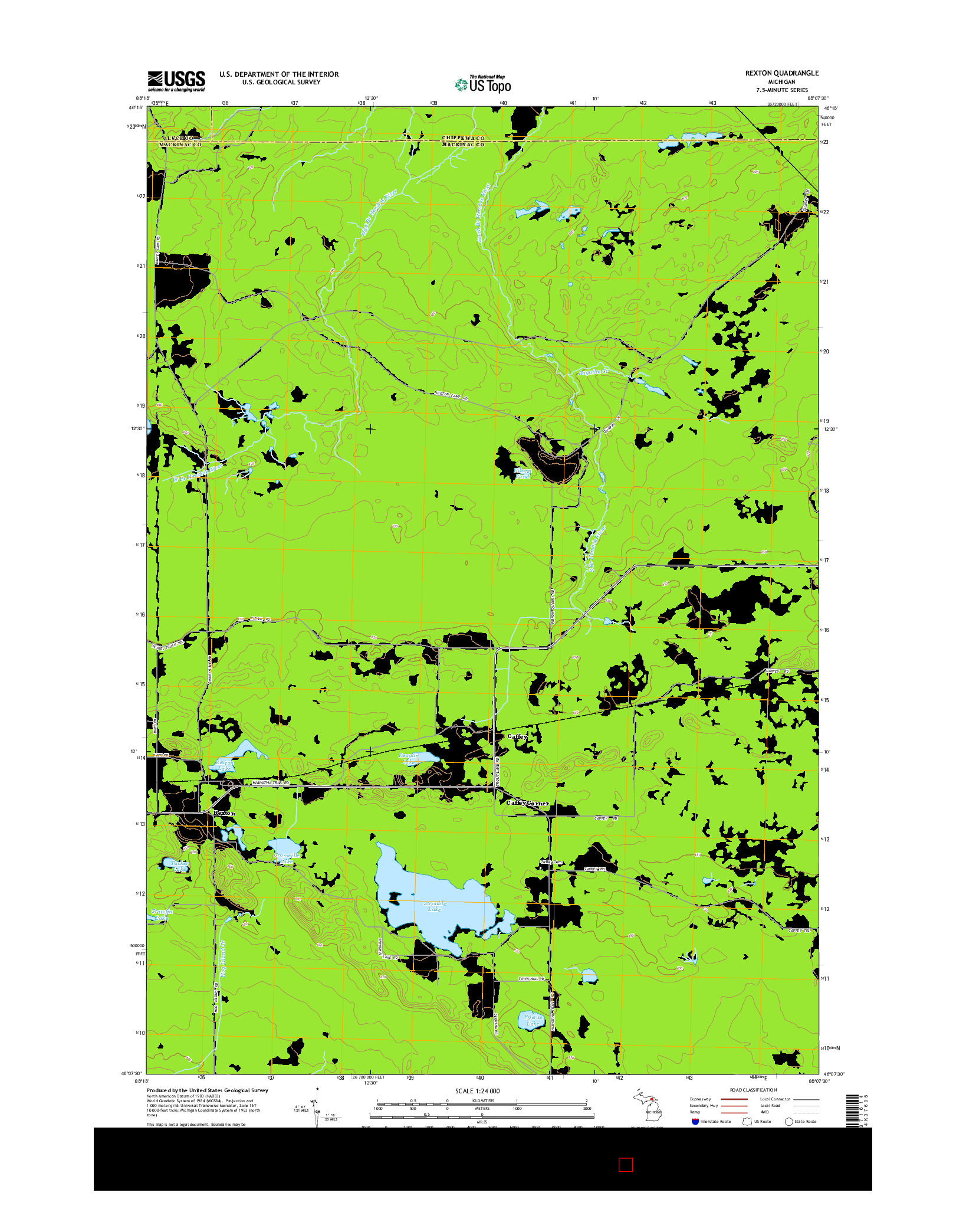 USGS US TOPO 7.5-MINUTE MAP FOR REXTON, MI 2014