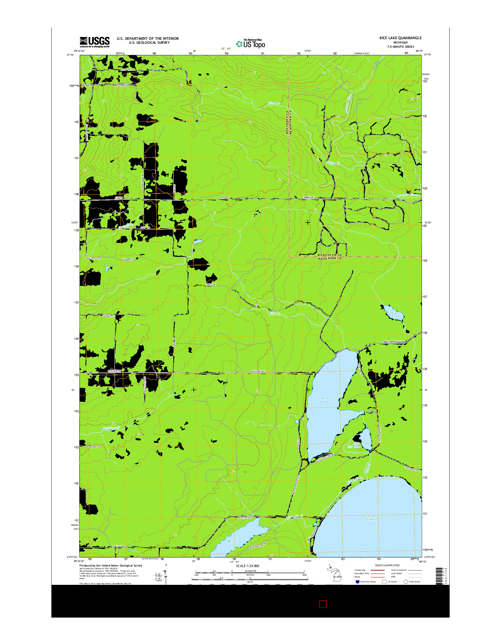 USGS US TOPO 7.5-MINUTE MAP FOR RICE LAKE, MI 2014
