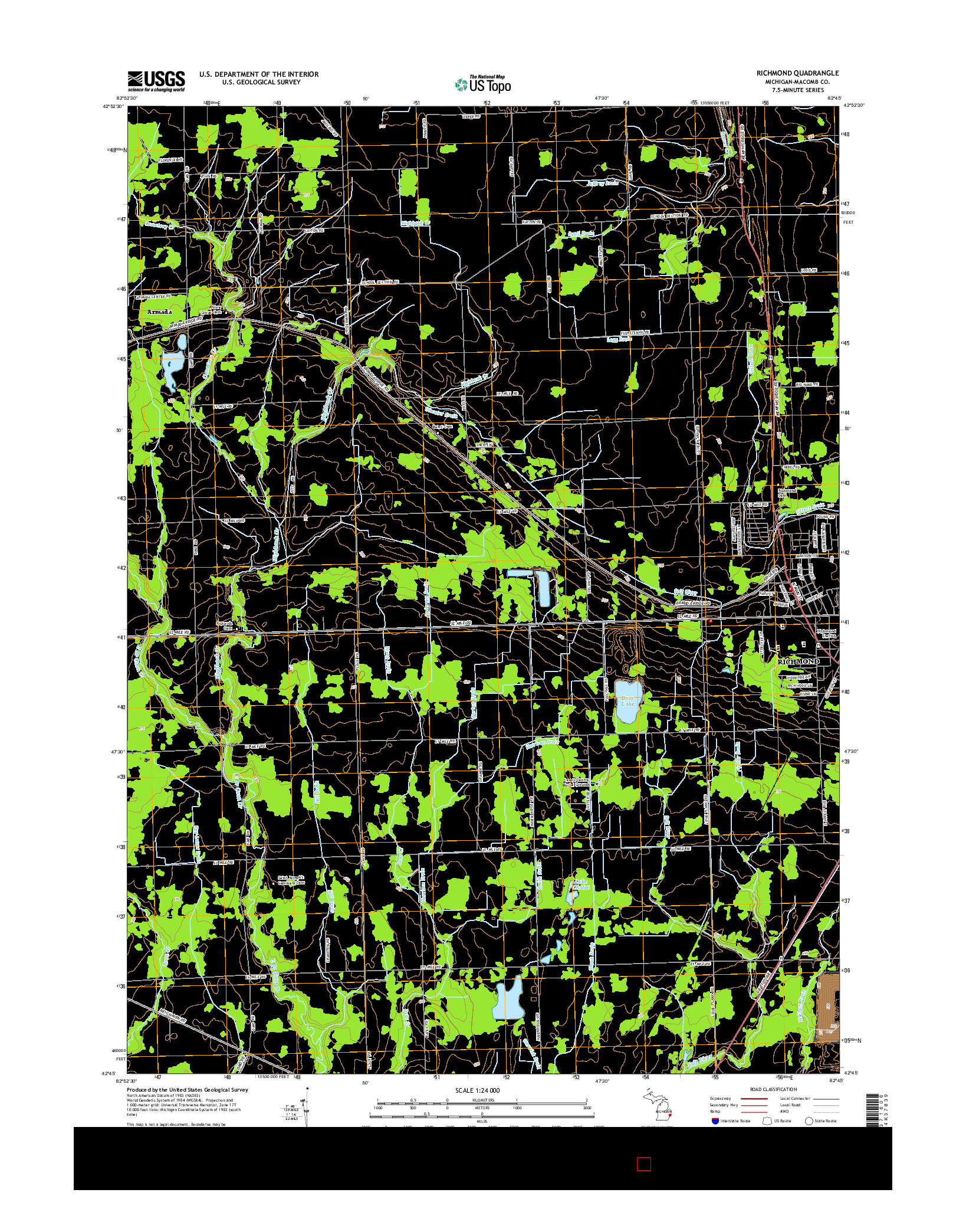 USGS US TOPO 7.5-MINUTE MAP FOR RICHMOND, MI 2014
