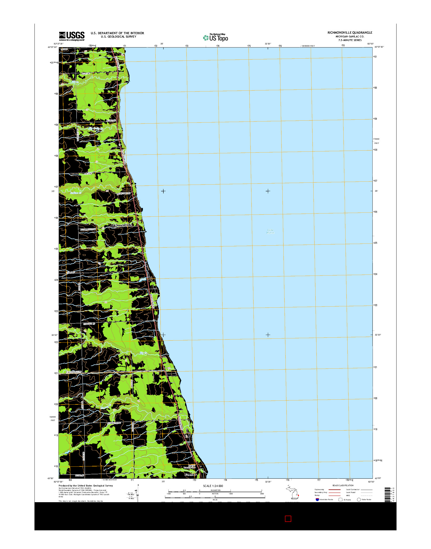 USGS US TOPO 7.5-MINUTE MAP FOR RICHMONDVILLE, MI 2014