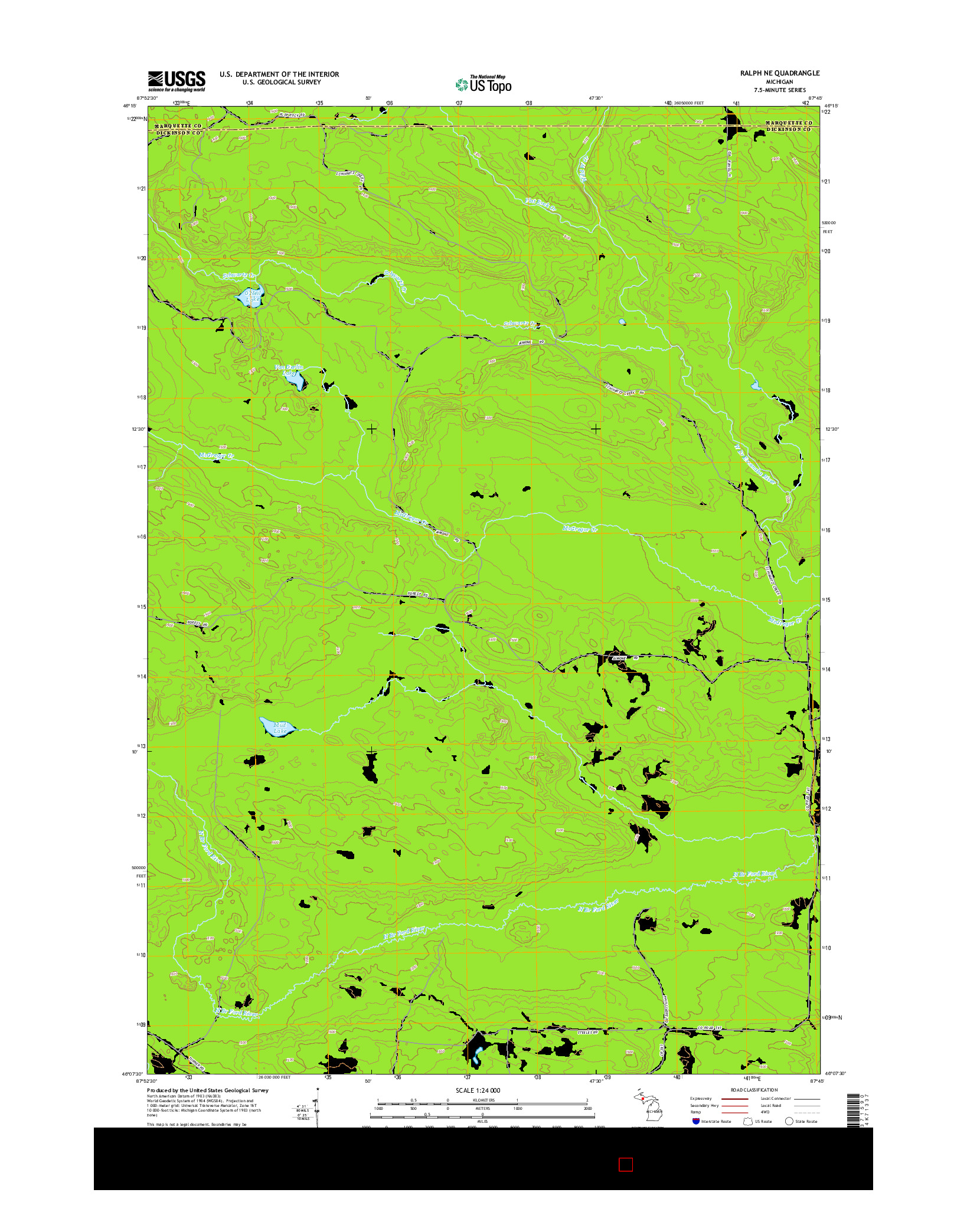 USGS US TOPO 7.5-MINUTE MAP FOR RALPH NE, MI 2014