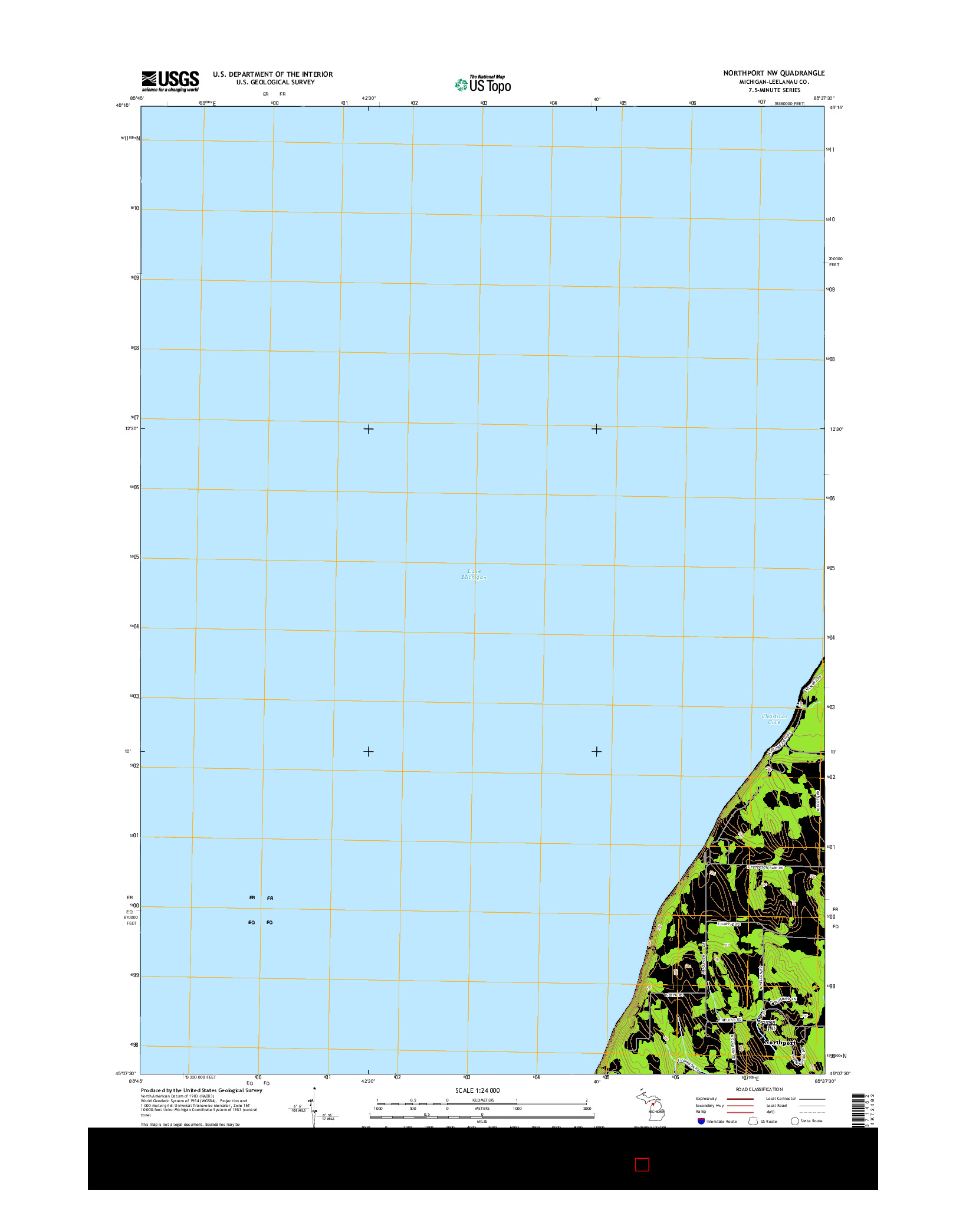 USGS US TOPO 7.5-MINUTE MAP FOR NORTHPORT NW, MI 2014