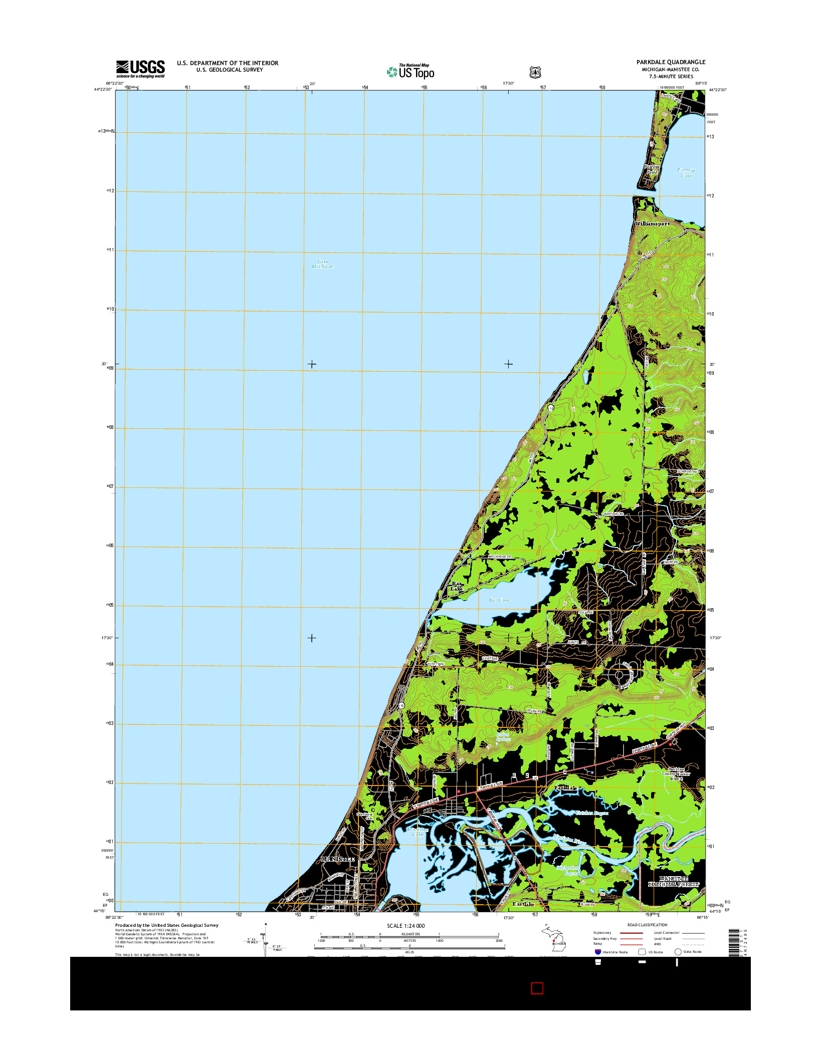 USGS US TOPO 7.5-MINUTE MAP FOR PARKDALE, MI 2014