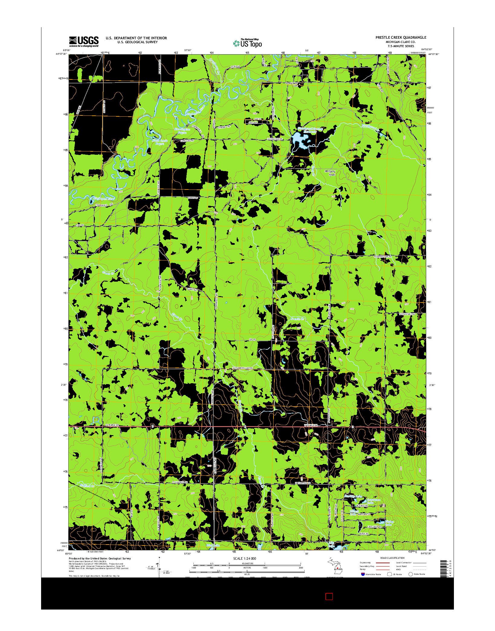 USGS US TOPO 7.5-MINUTE MAP FOR PRESTLE CREEK, MI 2014