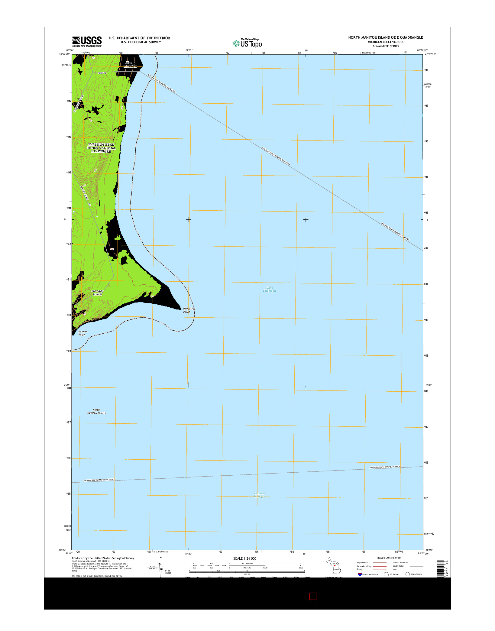 USGS US TOPO 7.5-MINUTE MAP FOR NORTH MANITOU ISLAND OE E, MI 2014