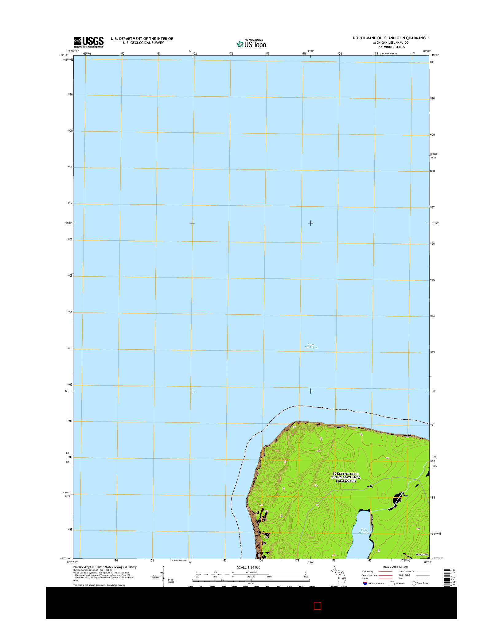 USGS US TOPO 7.5-MINUTE MAP FOR NORTH MANITOU ISLAND OE N, MI 2014
