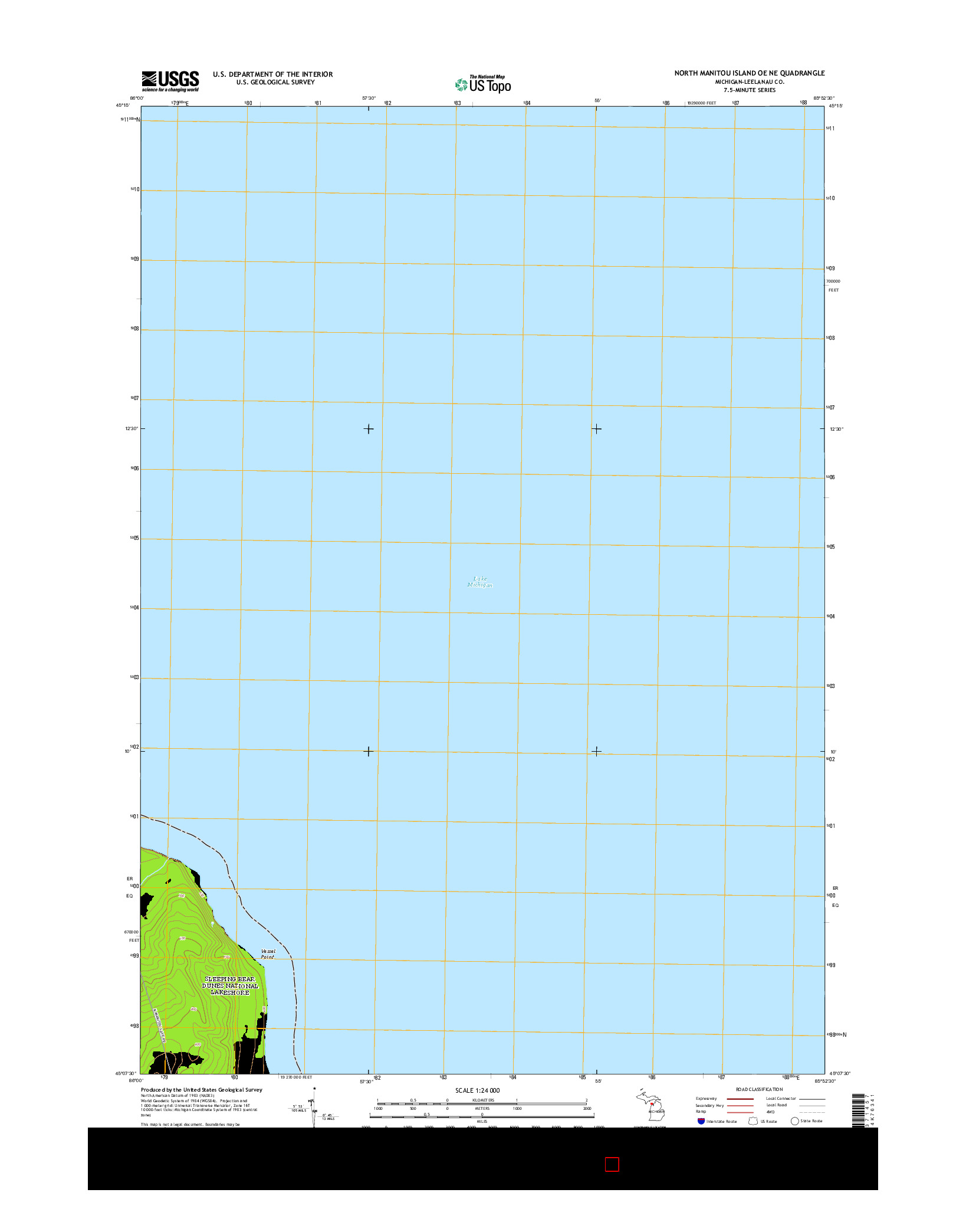 USGS US TOPO 7.5-MINUTE MAP FOR NORTH MANITOU ISLAND OE NE, MI 2014