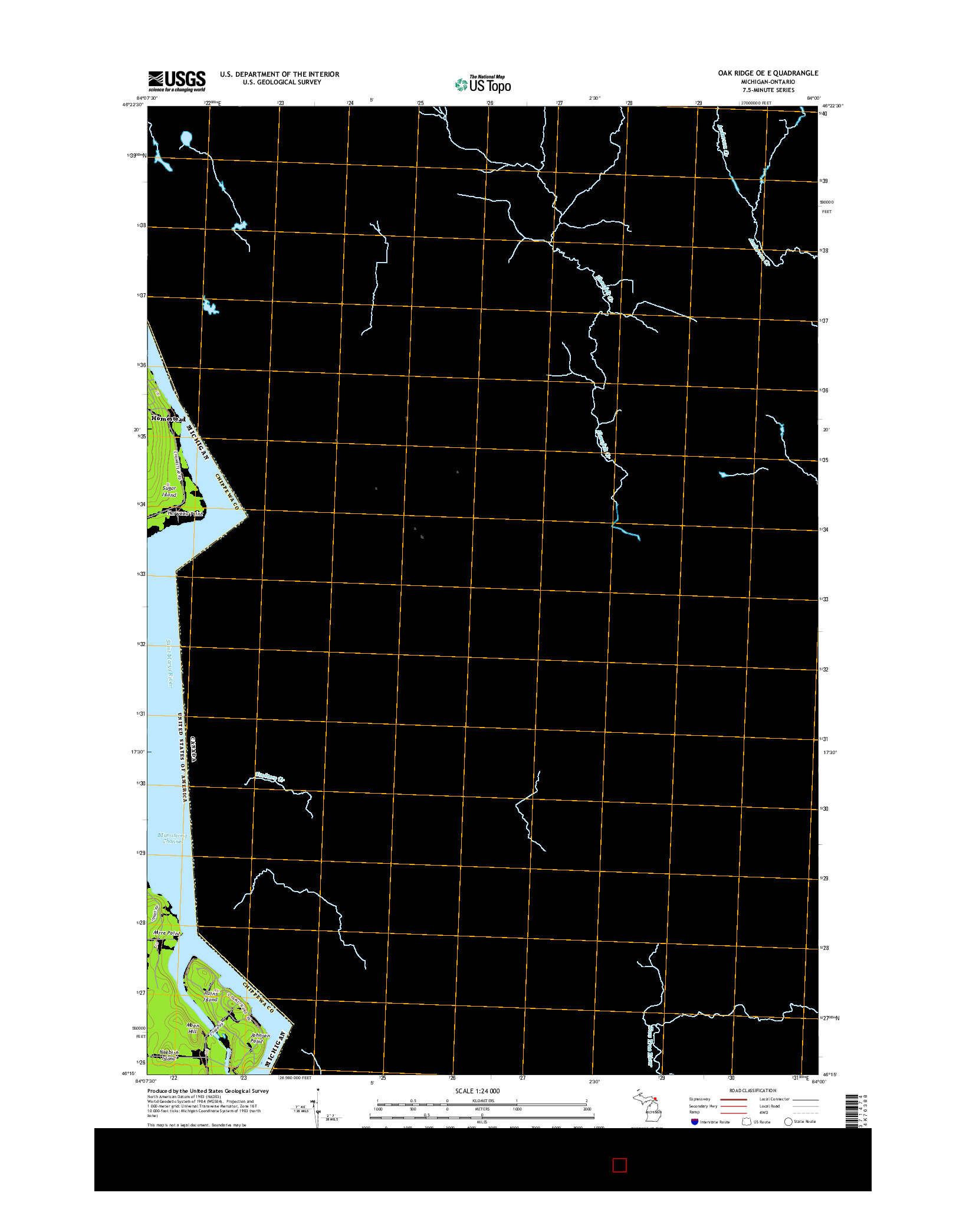 USGS US TOPO 7.5-MINUTE MAP FOR OAK RIDGE OE E, MI-ON 2014