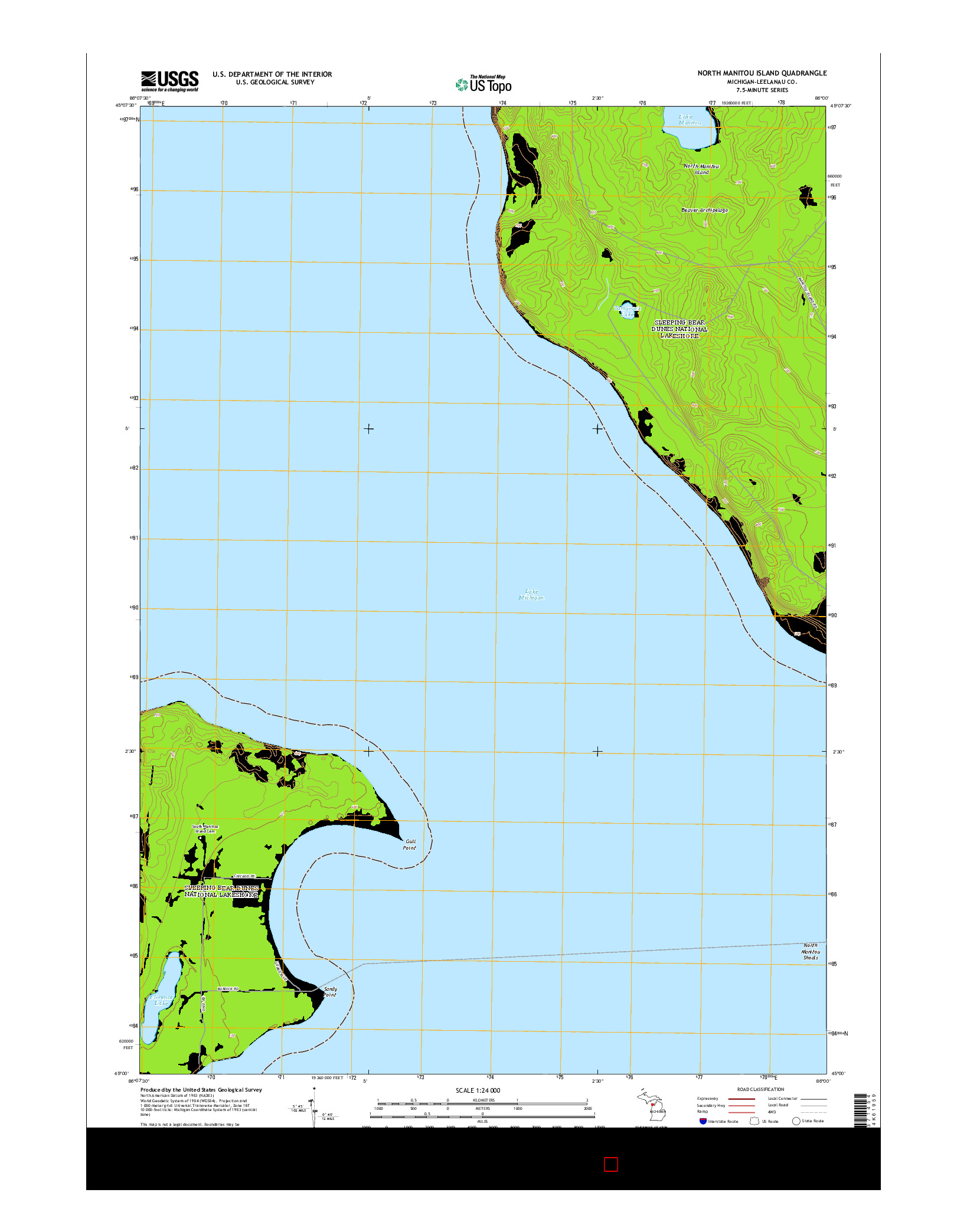 USGS US TOPO 7.5-MINUTE MAP FOR NORTH MANITOU ISLAND, MI 2014