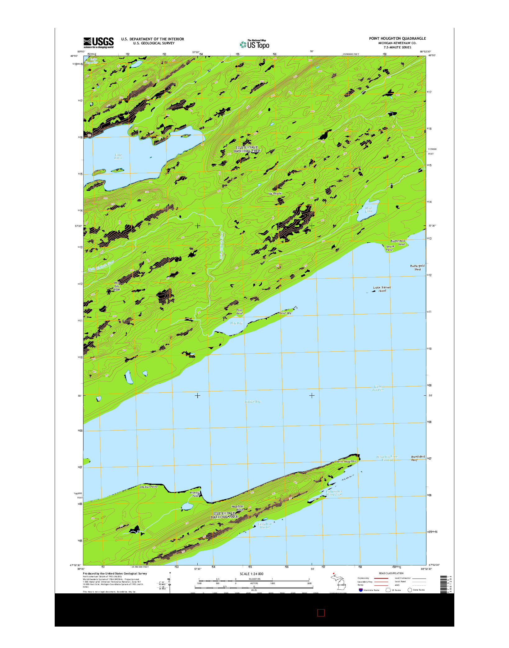 USGS US TOPO 7.5-MINUTE MAP FOR POINT HOUGHTON, MI 2014