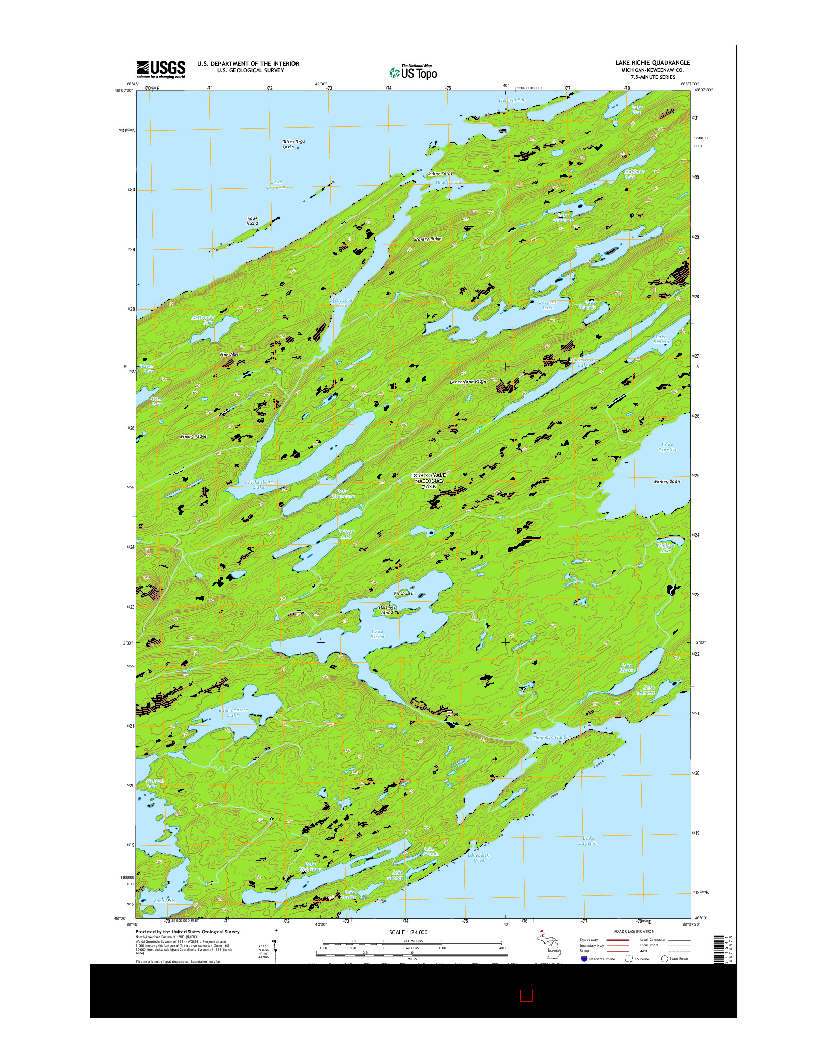 USGS US TOPO 7.5-MINUTE MAP FOR LAKE RICHIE, MI 2014