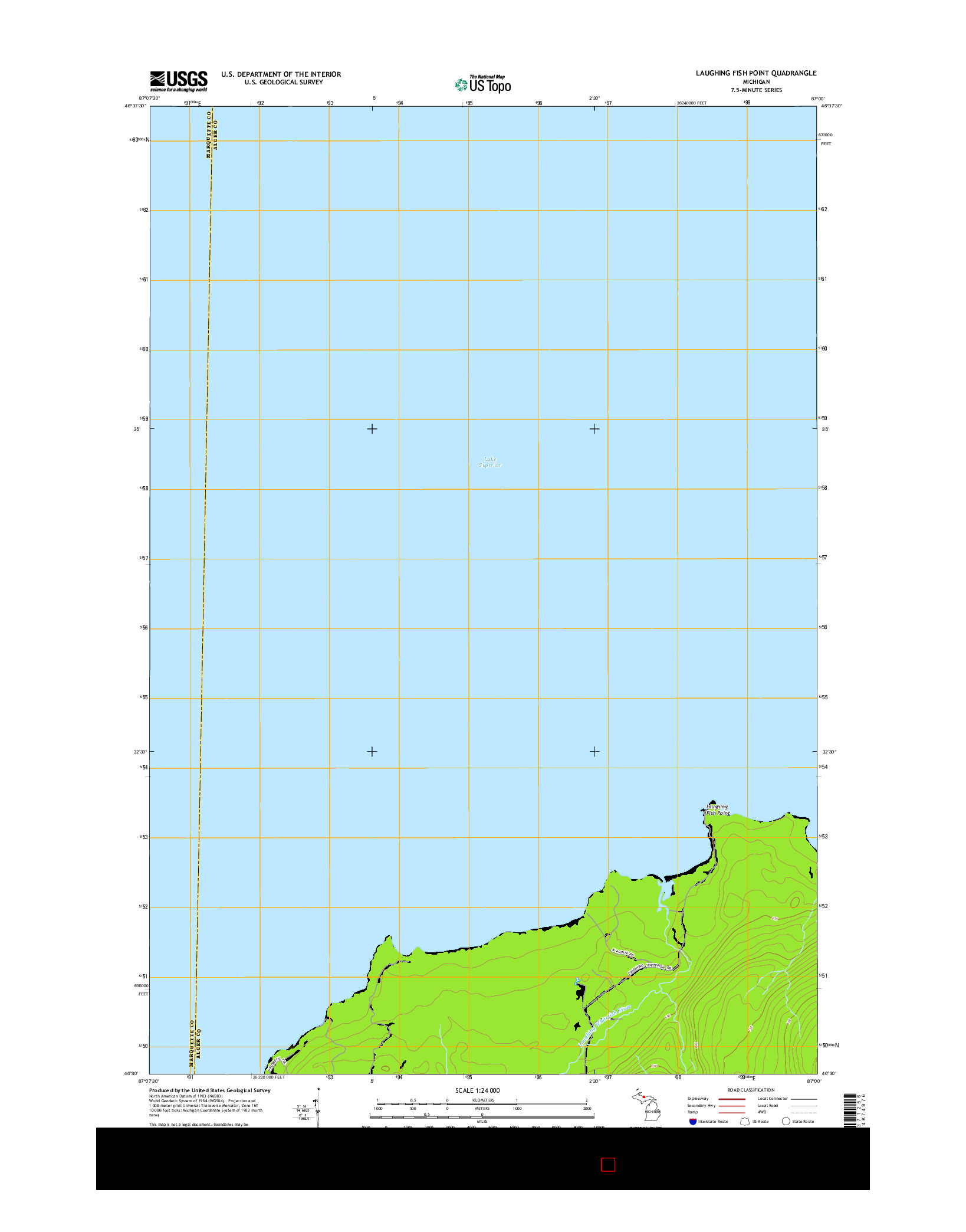 USGS US TOPO 7.5-MINUTE MAP FOR LAUGHING FISH POINT, MI 2014