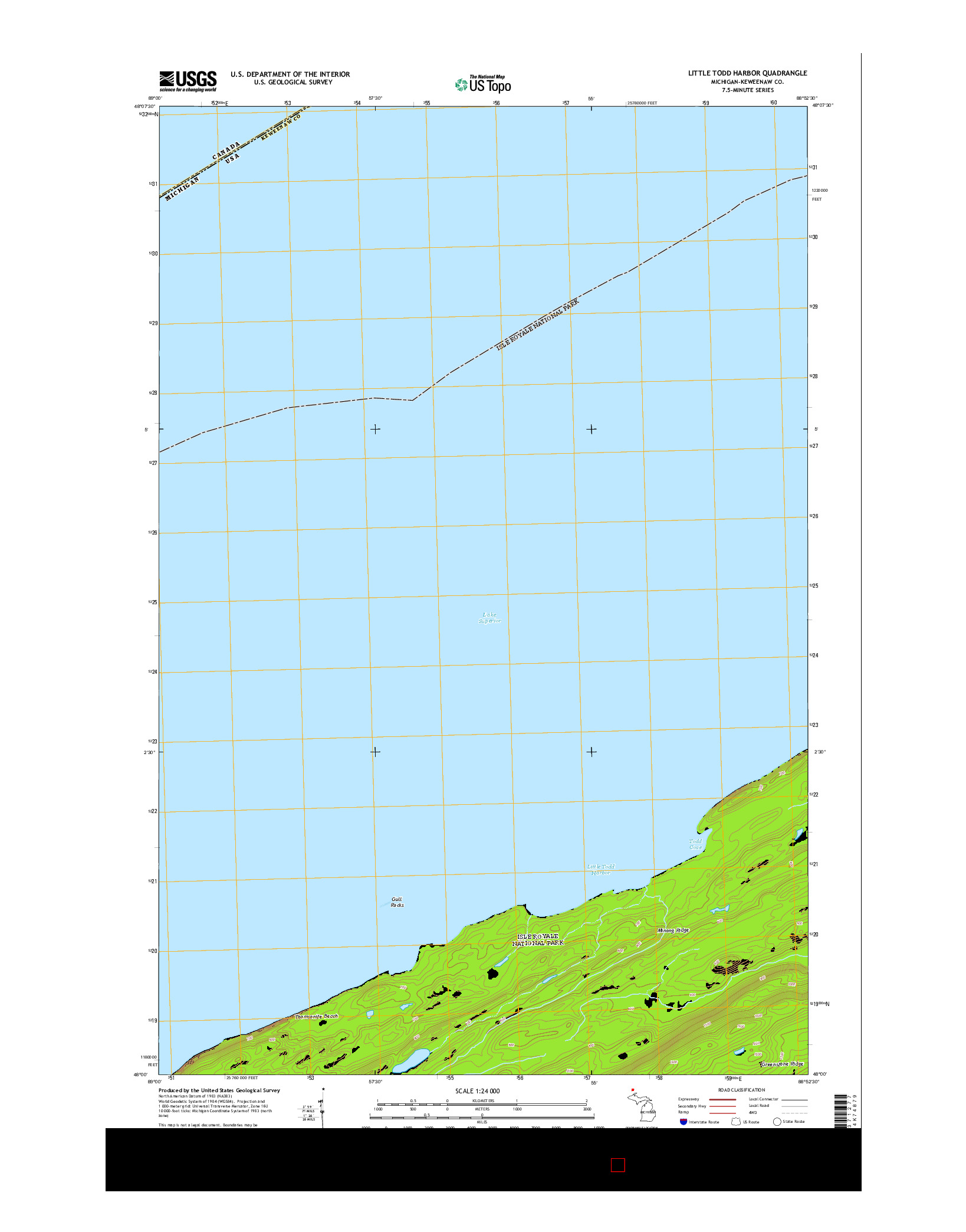 USGS US TOPO 7.5-MINUTE MAP FOR LITTLE TODD HARBOR, MI 2014