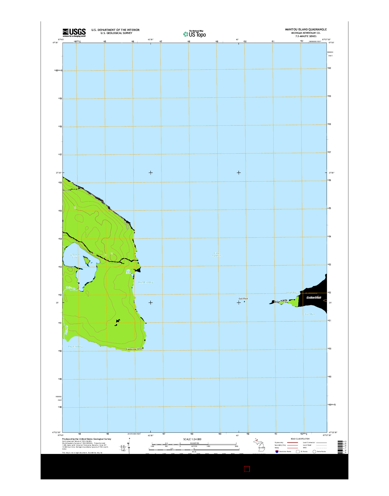 USGS US TOPO 7.5-MINUTE MAP FOR MANITOU ISLAND, MI 2014