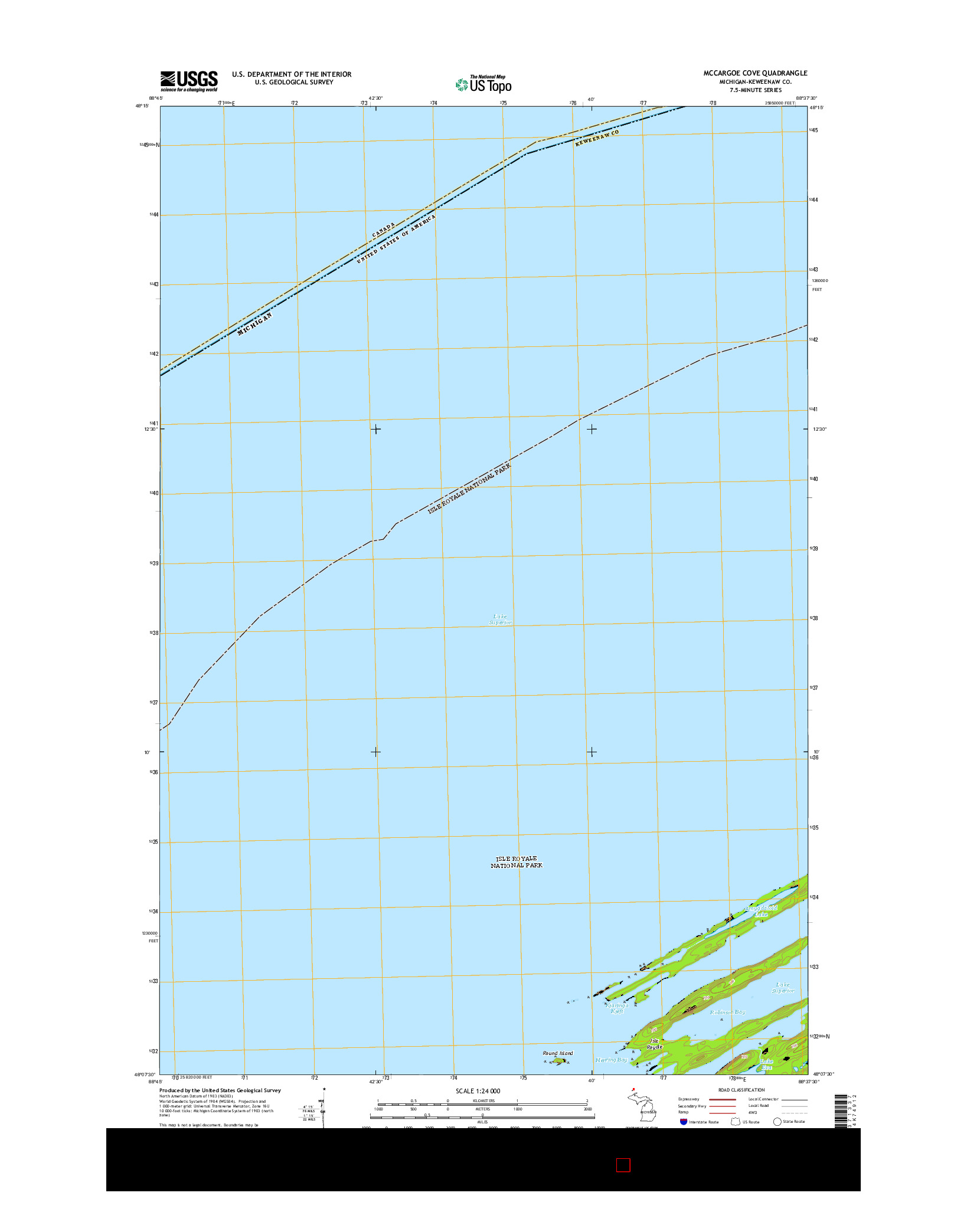 USGS US TOPO 7.5-MINUTE MAP FOR MCCARGOE COVE, MI 2014