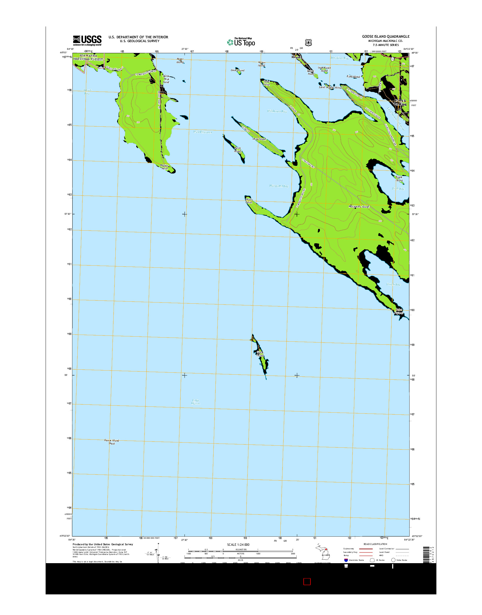USGS US TOPO 7.5-MINUTE MAP FOR GOOSE ISLAND, MI 2014