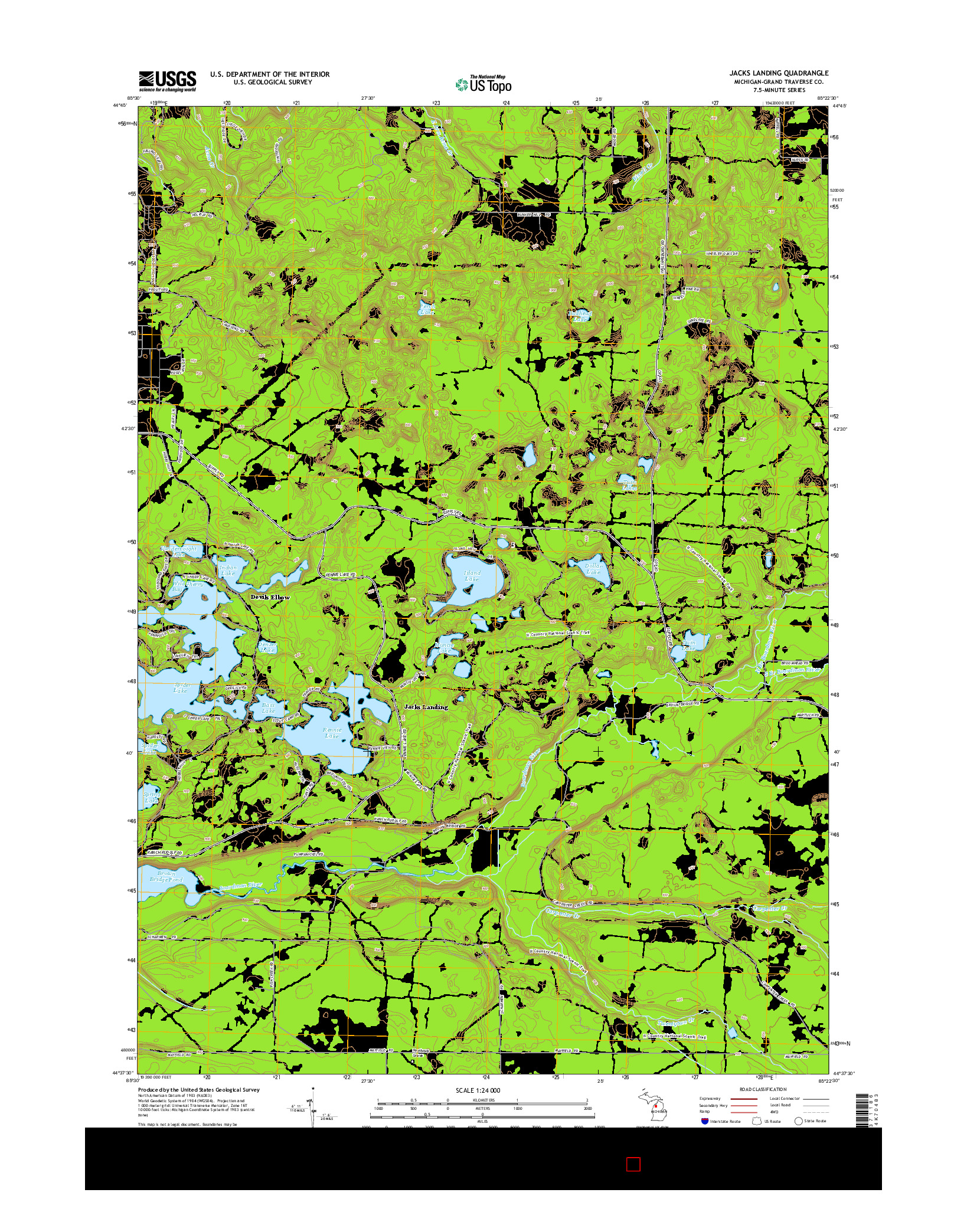 USGS US TOPO 7.5-MINUTE MAP FOR JACKS LANDING, MI 2014