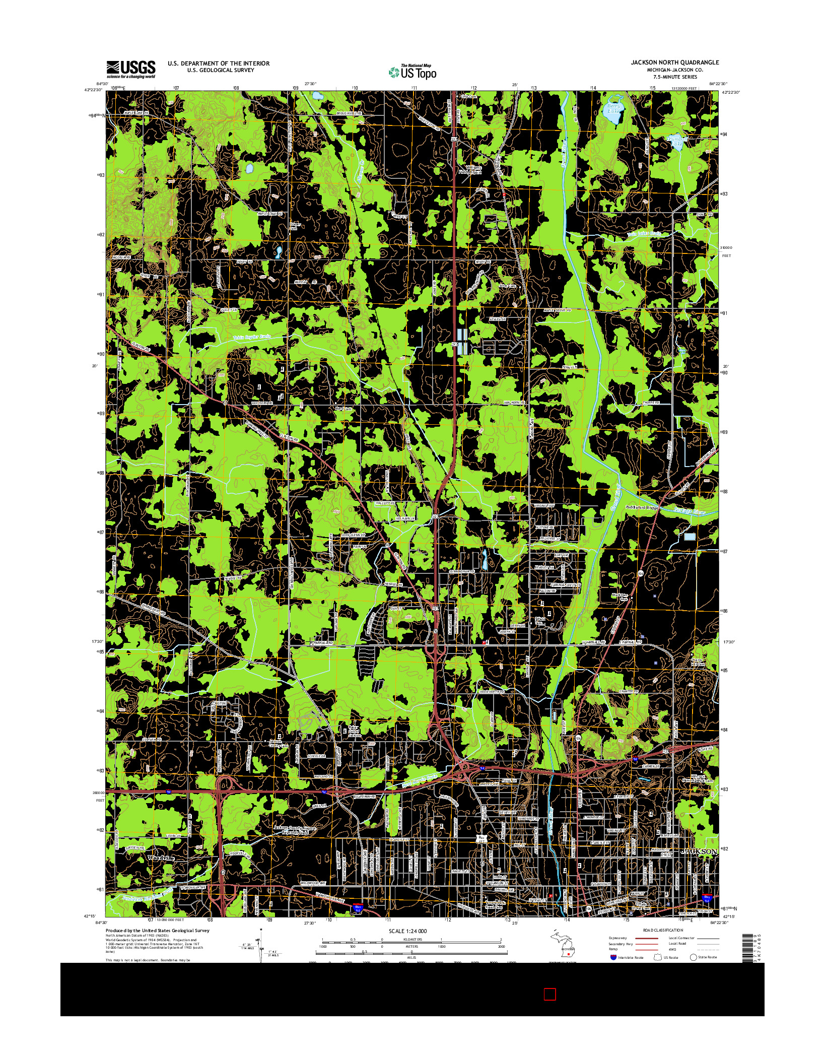 USGS US TOPO 7.5-MINUTE MAP FOR JACKSON NORTH, MI 2014