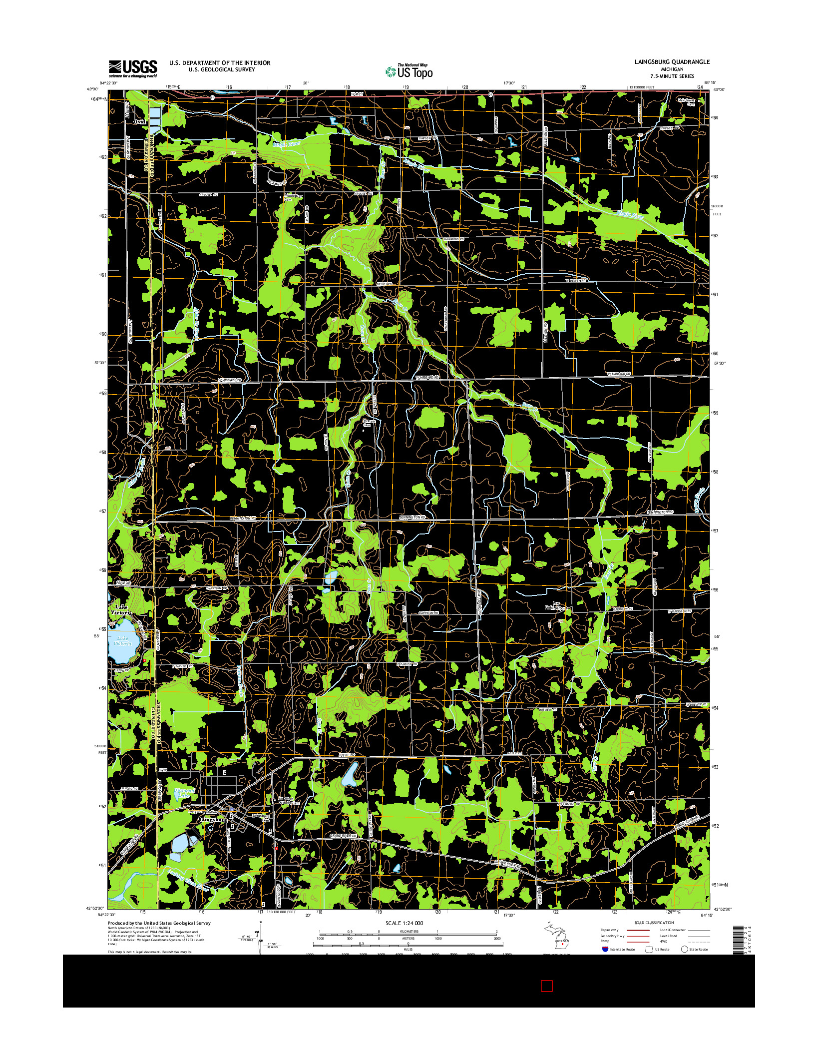 USGS US TOPO 7.5-MINUTE MAP FOR LAINGSBURG, MI 2014