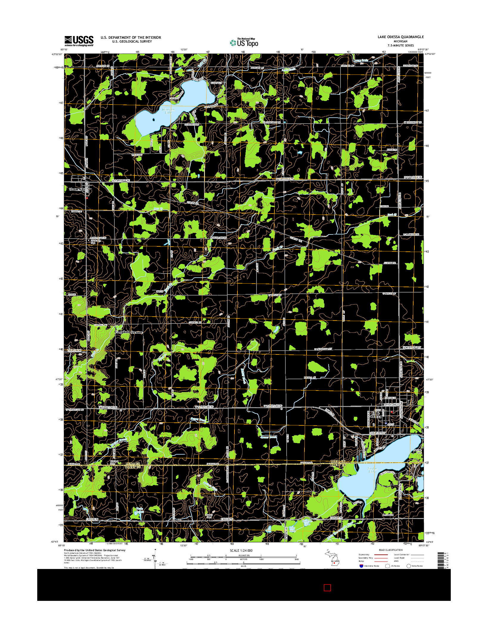 USGS US TOPO 7.5-MINUTE MAP FOR LAKE ODESSA, MI 2014