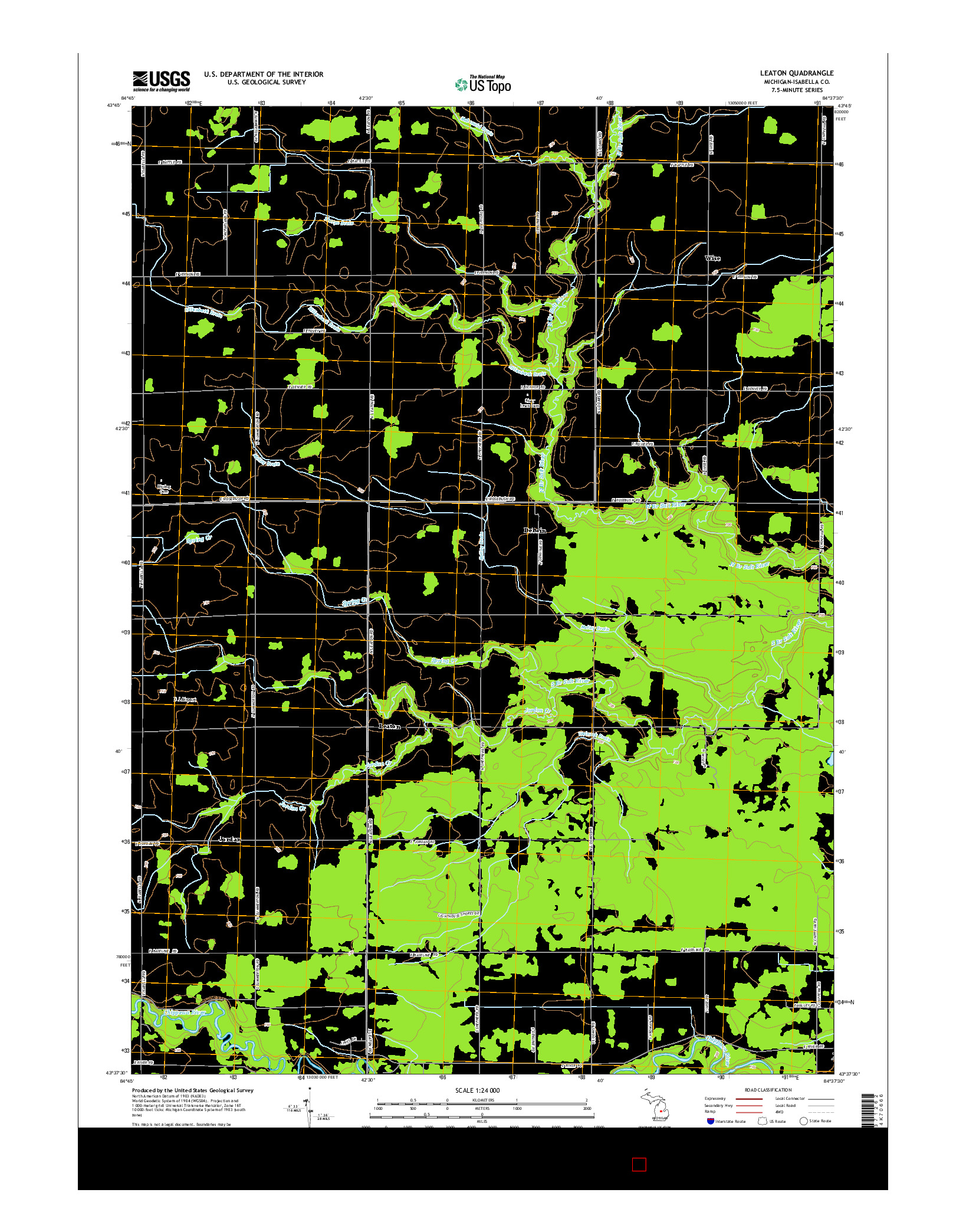 USGS US TOPO 7.5-MINUTE MAP FOR LEATON, MI 2014