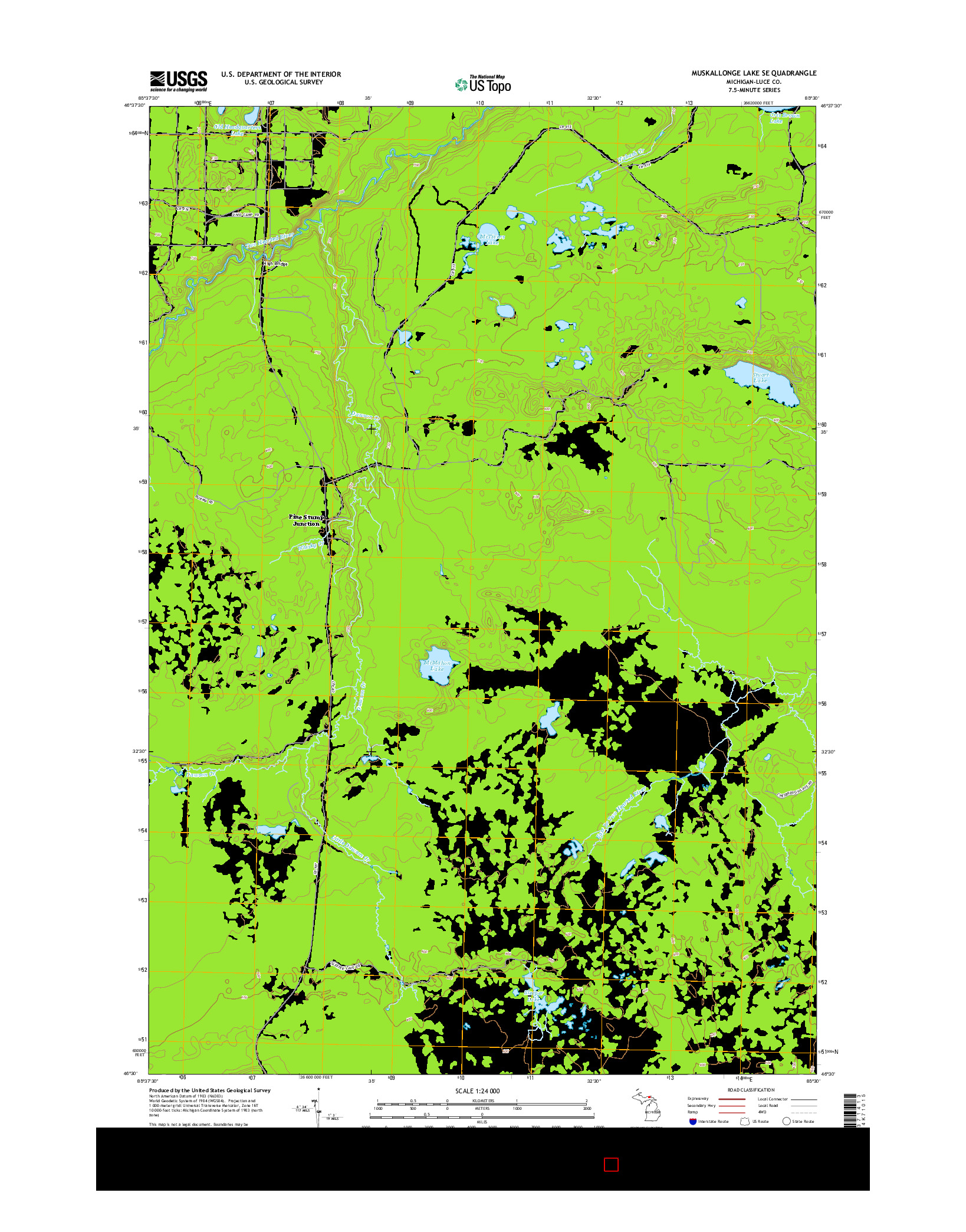 USGS US TOPO 7.5-MINUTE MAP FOR MUSKALLONGE LAKE SE, MI 2014
