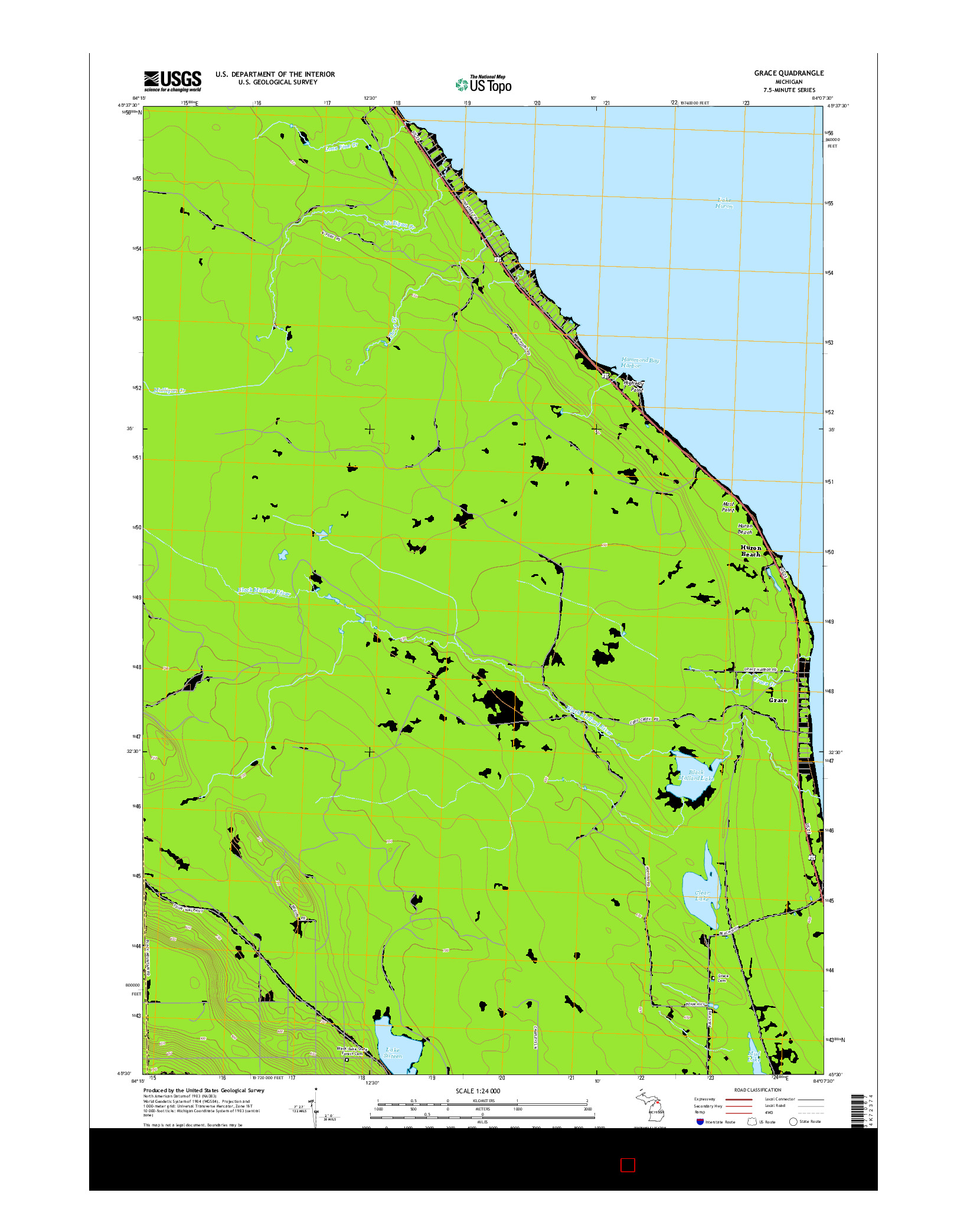 USGS US TOPO 7.5-MINUTE MAP FOR GRACE, MI 2014