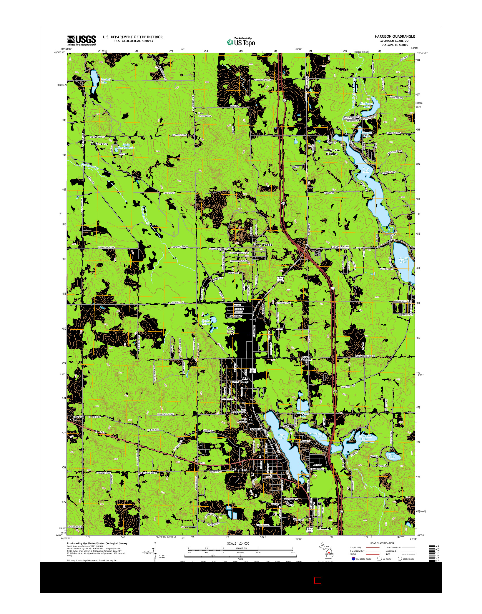 USGS US TOPO 7.5-MINUTE MAP FOR HARRISON, MI 2014