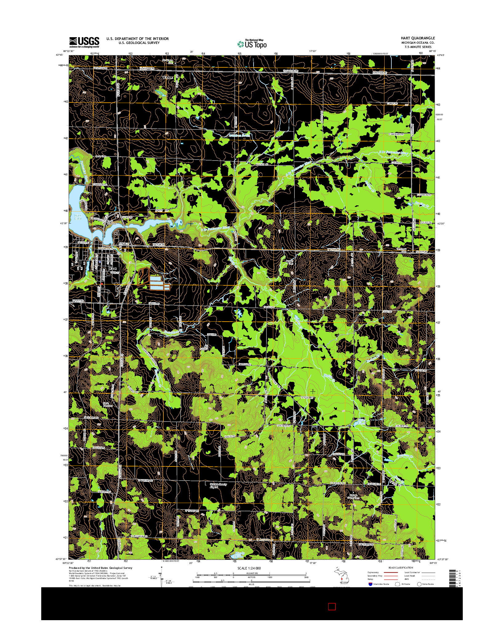 USGS US TOPO 7.5-MINUTE MAP FOR HART, MI 2014