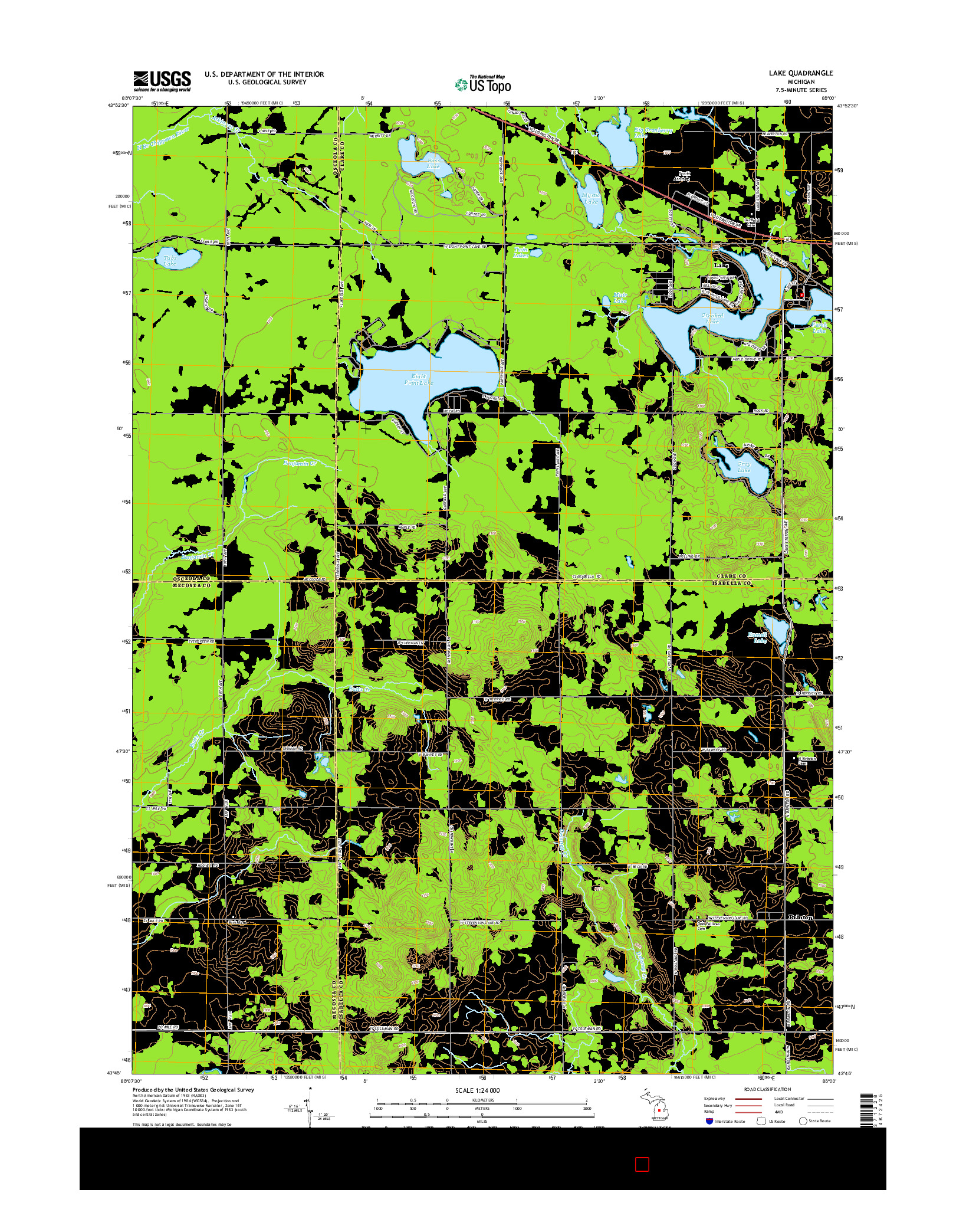 USGS US TOPO 7.5-MINUTE MAP FOR LAKE, MI 2014