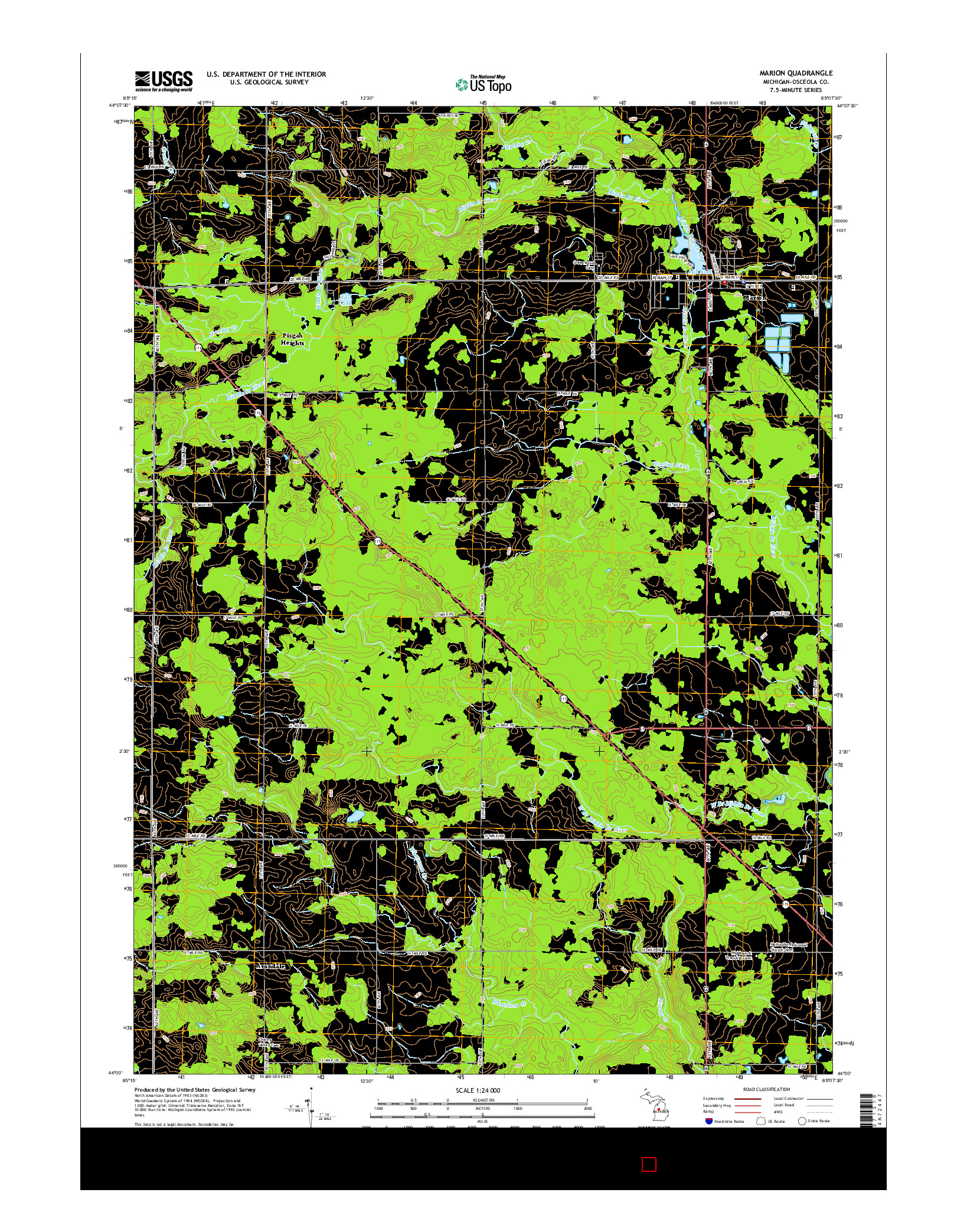 USGS US TOPO 7.5-MINUTE MAP FOR MARION, MI 2014