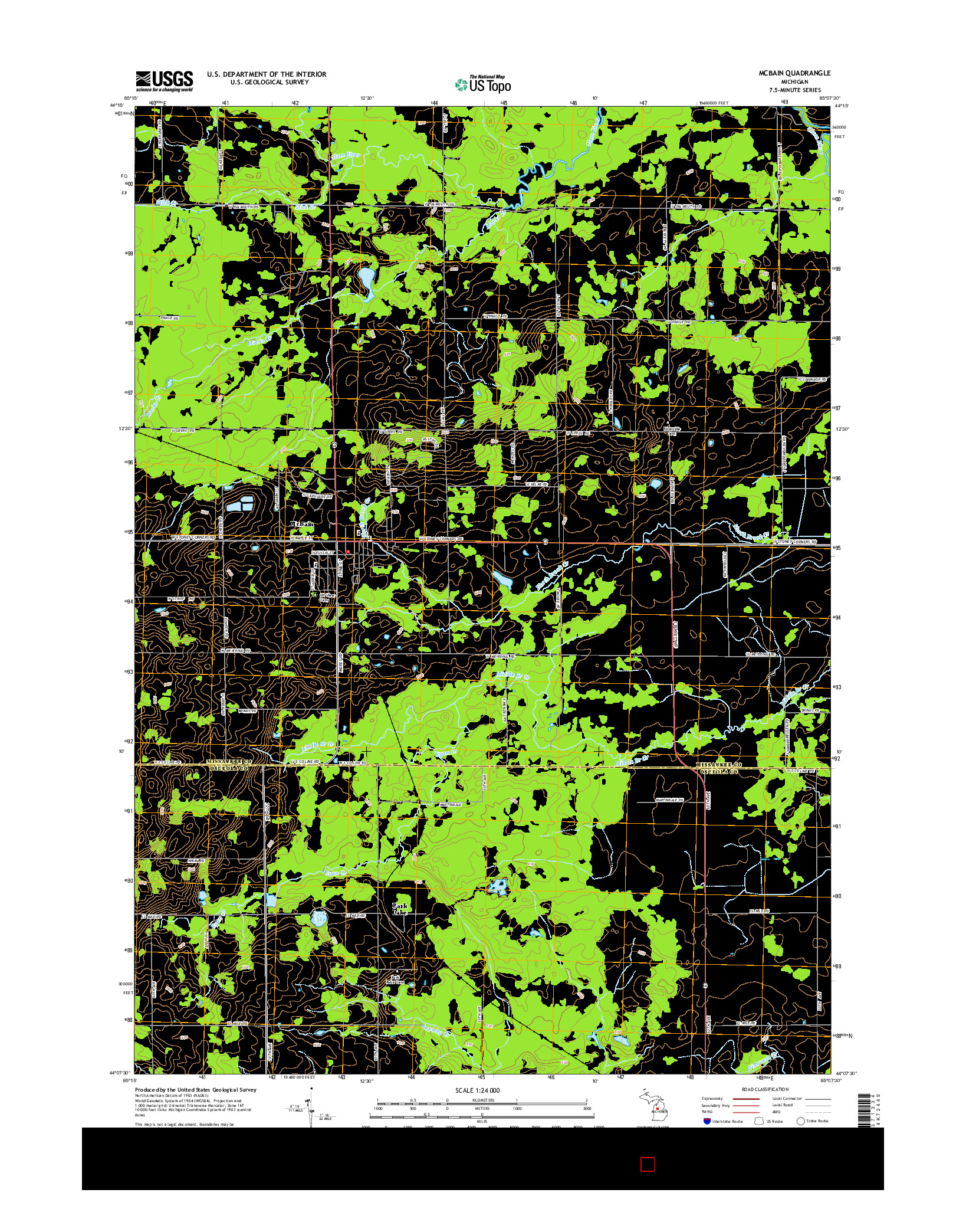 USGS US TOPO 7.5-MINUTE MAP FOR MCBAIN, MI 2014