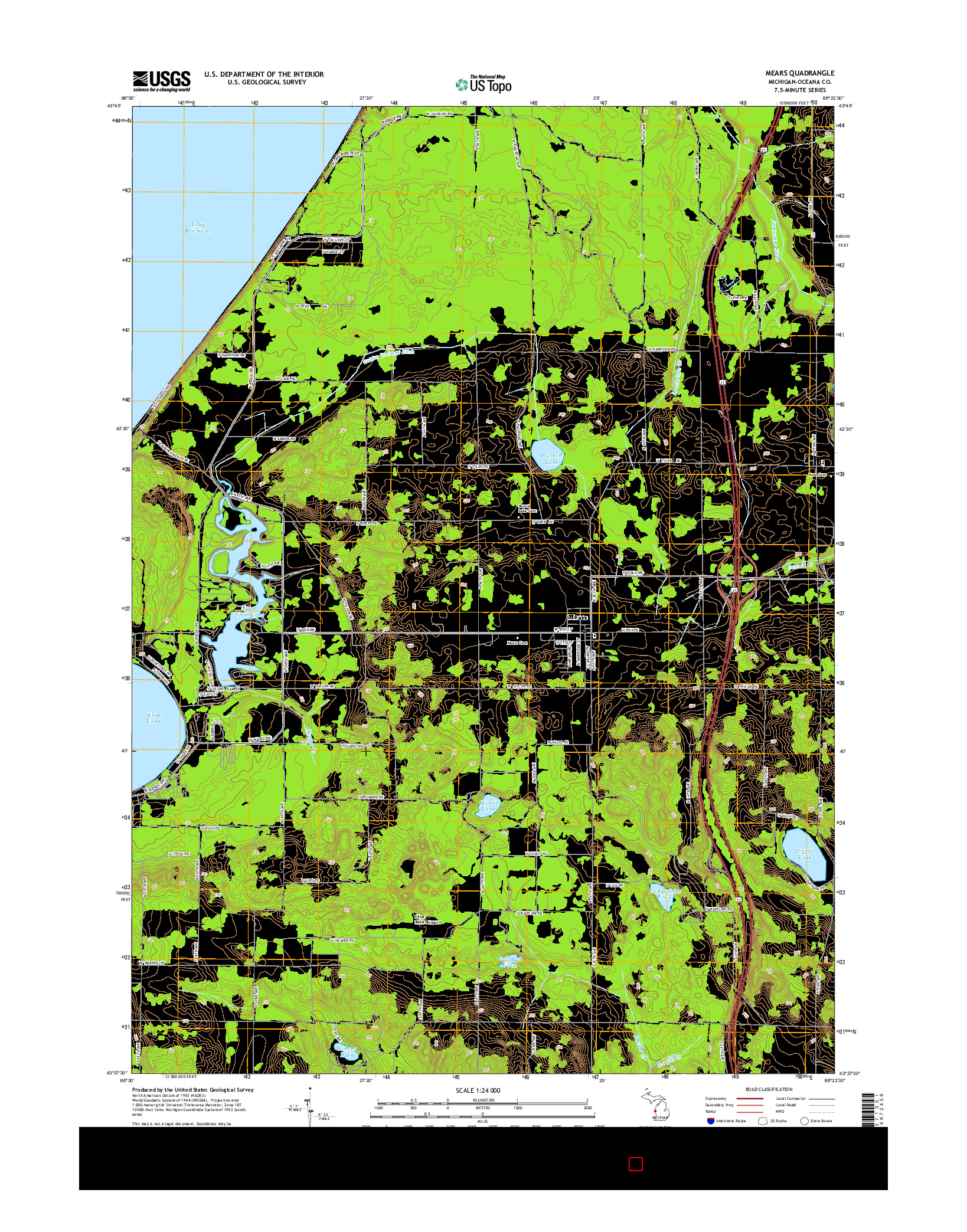 USGS US TOPO 7.5-MINUTE MAP FOR MEARS, MI 2014