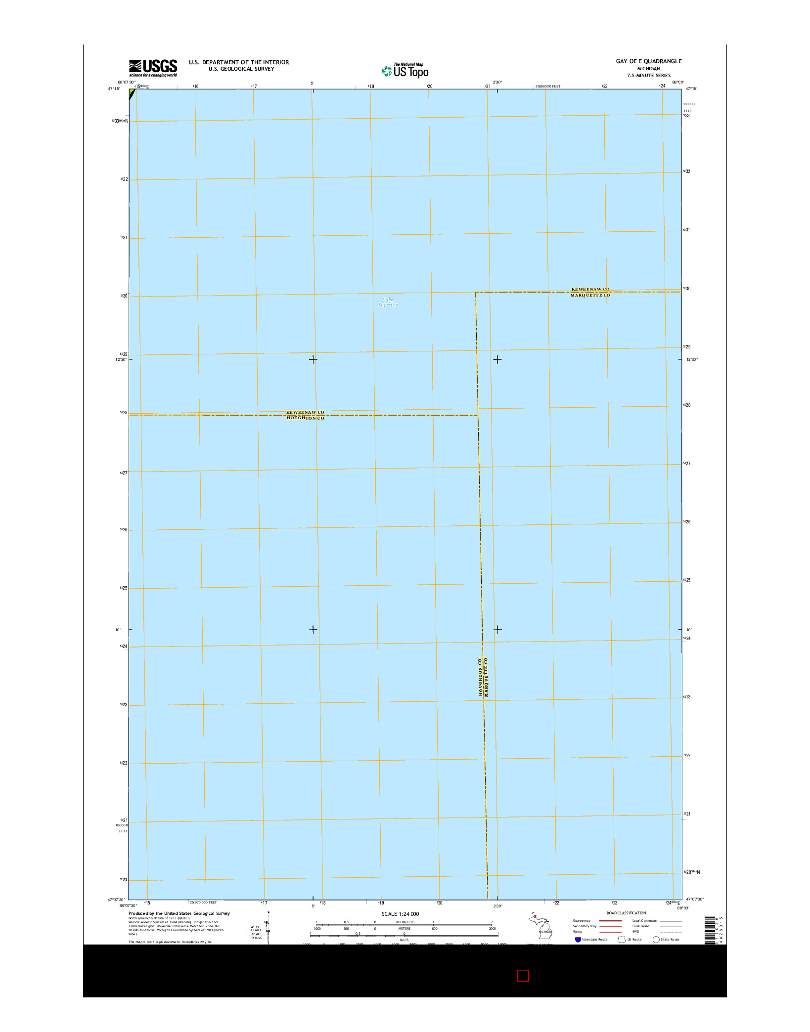 USGS US TOPO 7.5-MINUTE MAP FOR GAY OE E, MI 2014