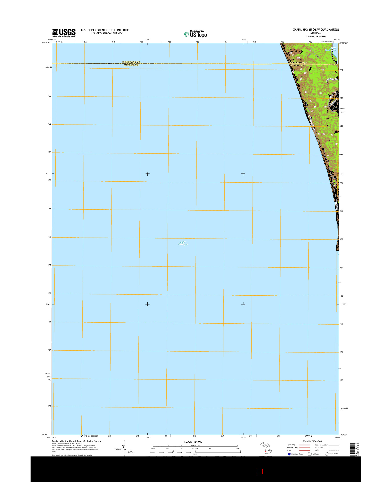 USGS US TOPO 7.5-MINUTE MAP FOR GRAND HAVEN OE W, MI 2014