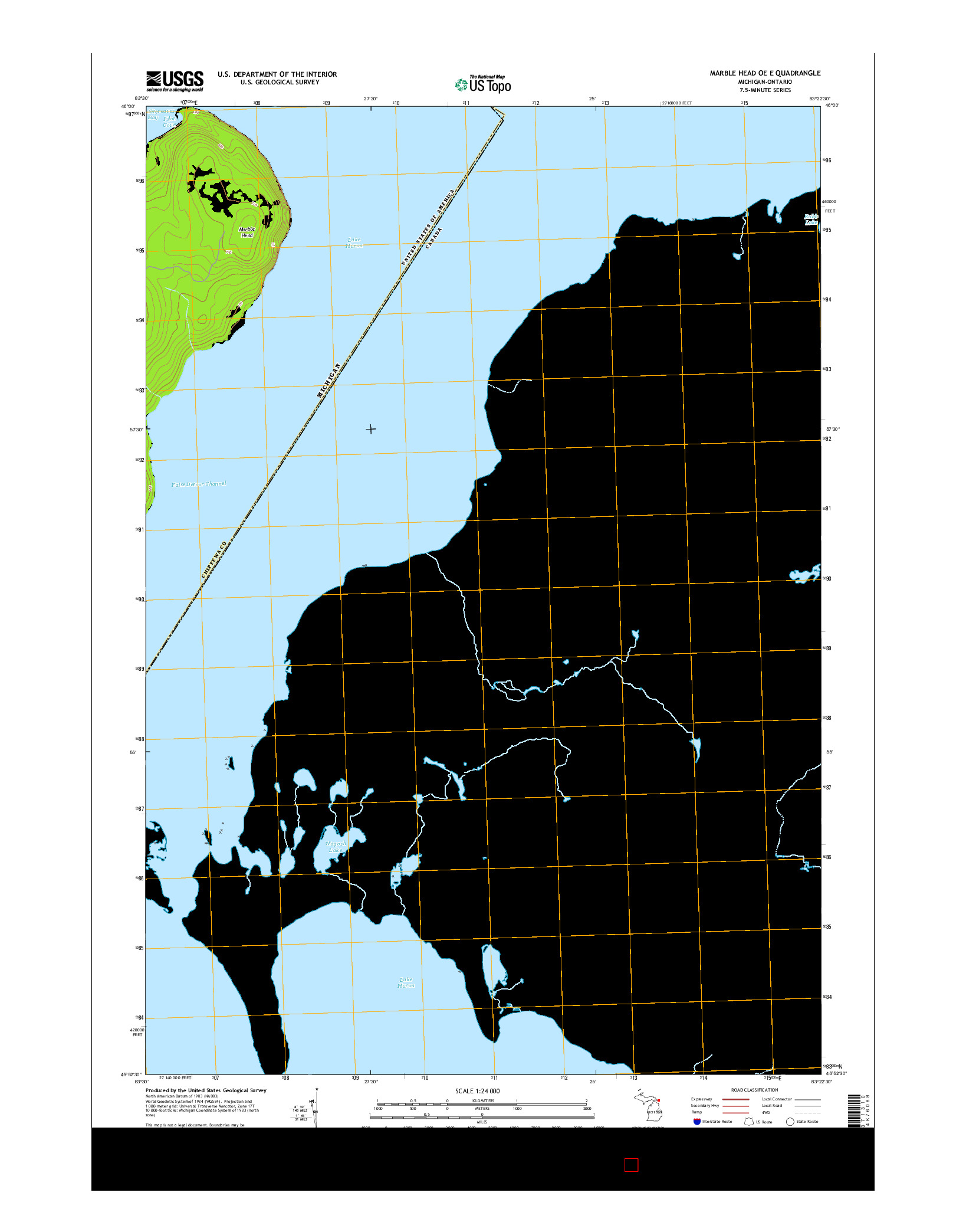 USGS US TOPO 7.5-MINUTE MAP FOR MARBLE HEAD OE E, MI-ON 2014