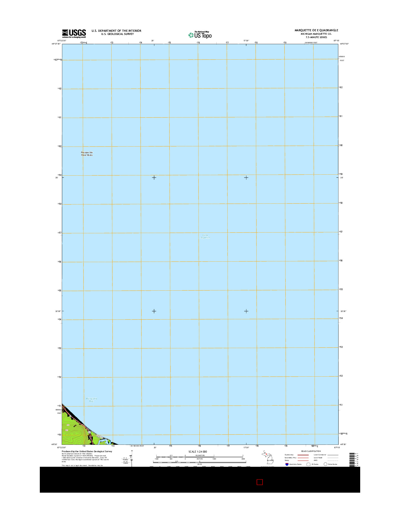 USGS US TOPO 7.5-MINUTE MAP FOR MARQUETTE OE E, MI 2014