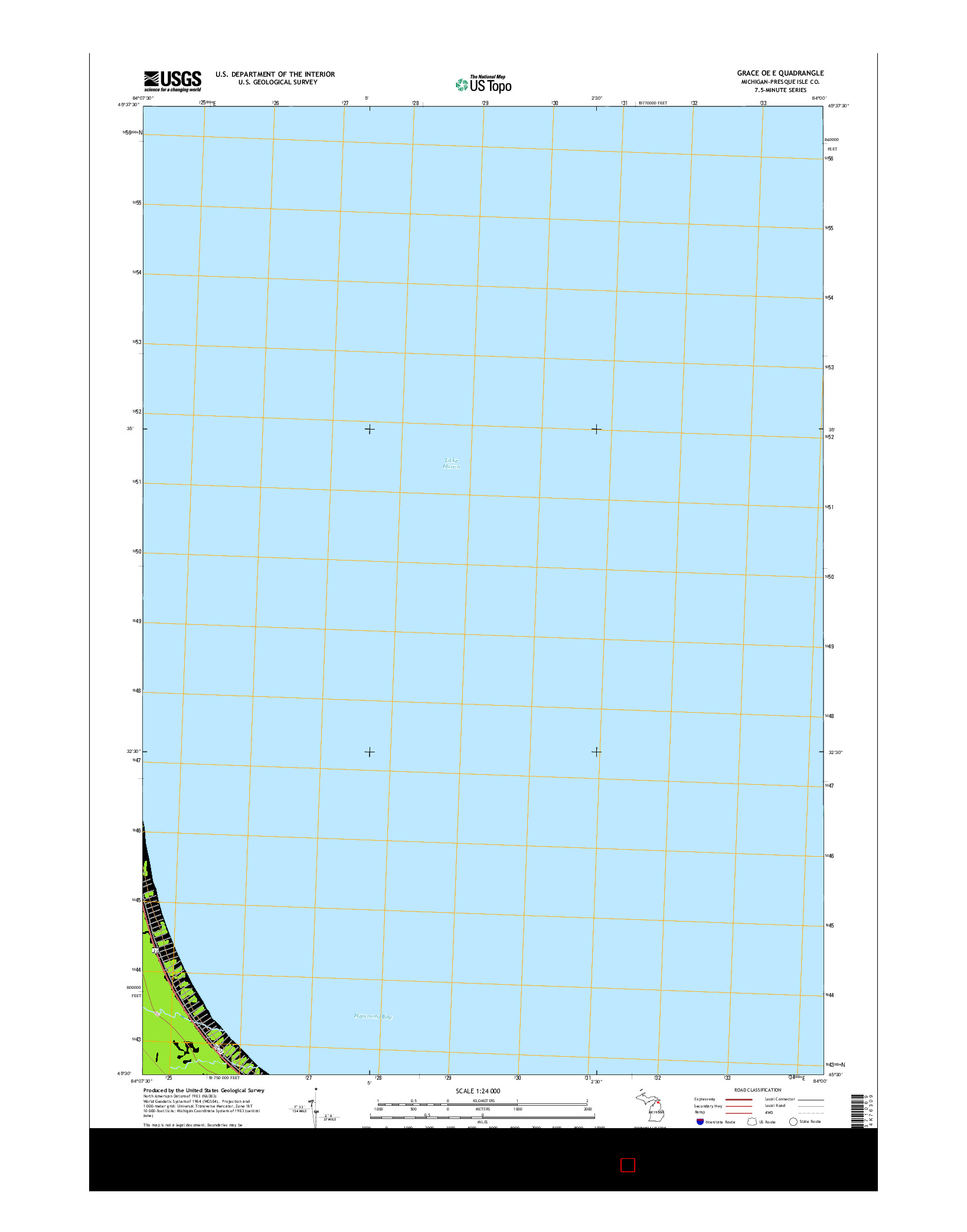 USGS US TOPO 7.5-MINUTE MAP FOR GRACE OE E, MI 2014